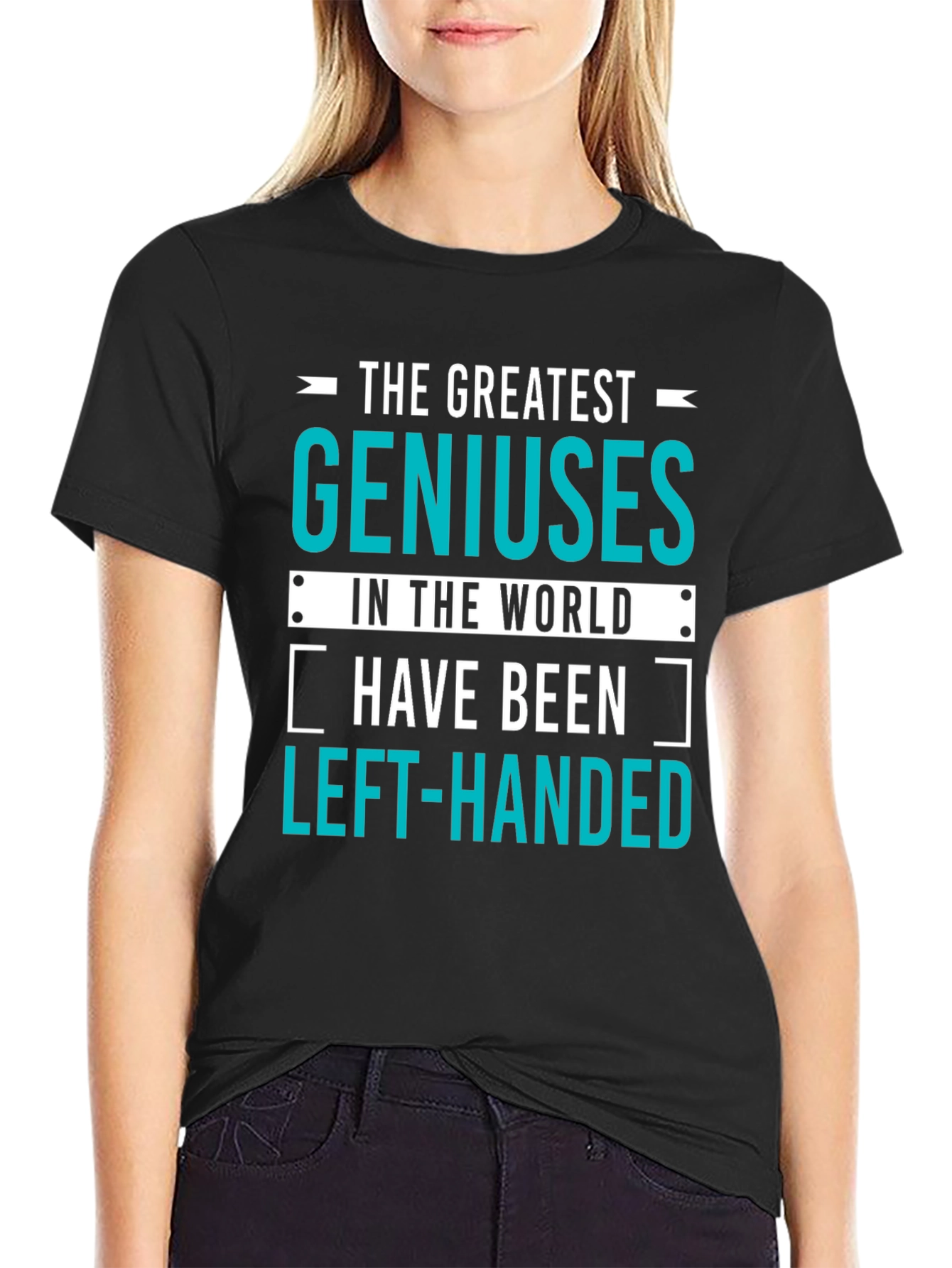 Black Genius Left-Handed T-Shirt: Funny Gift for Smart People! view 2