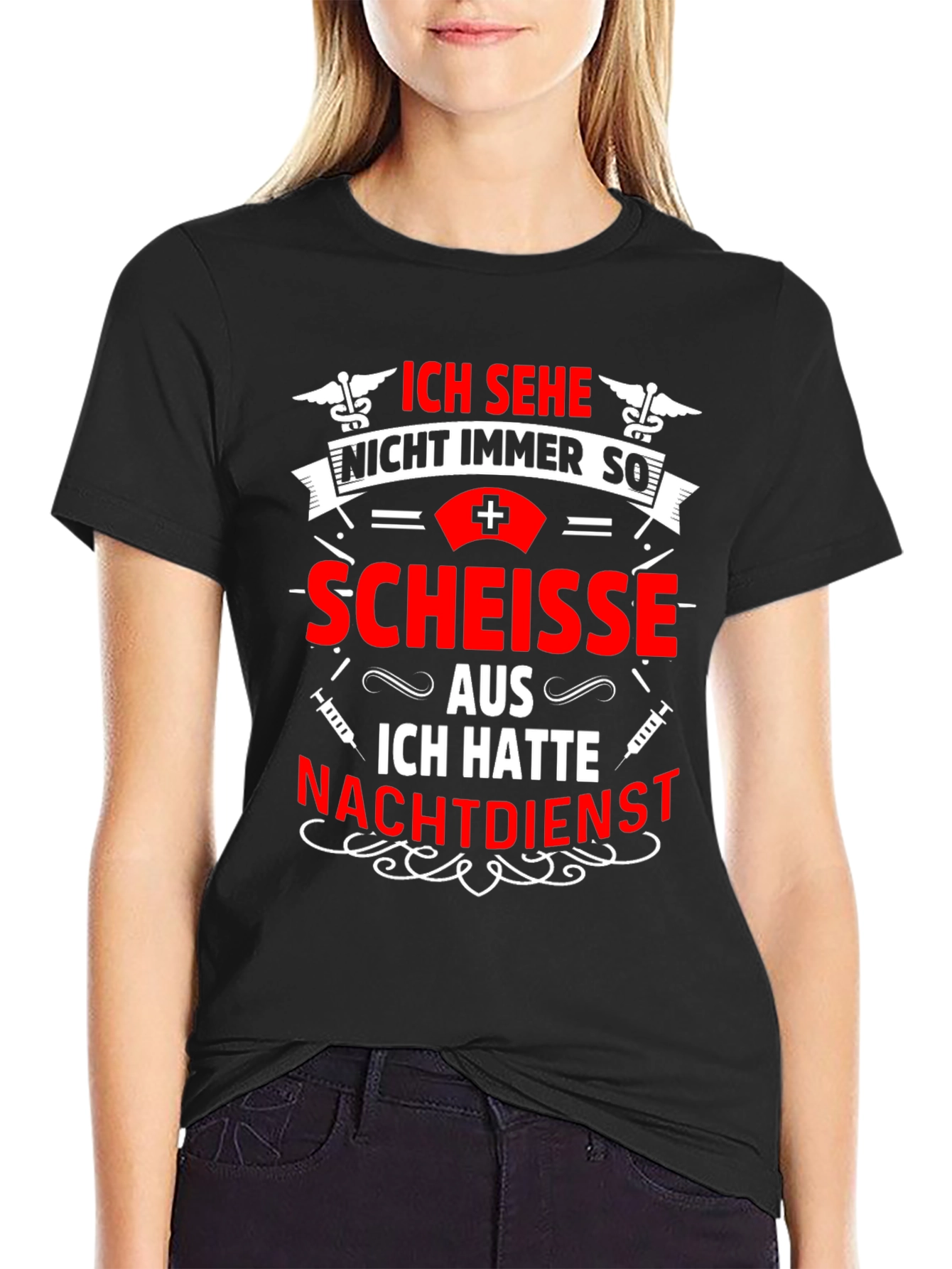 Black Funny Nurse Night Shift T-Shirt - Ich Sehe Nicht Immer So! view 2