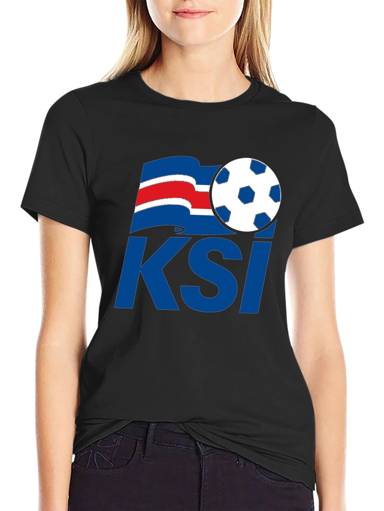 Black Iceland Soccer KSI T-Shirt - Black, Graphic Print view 2