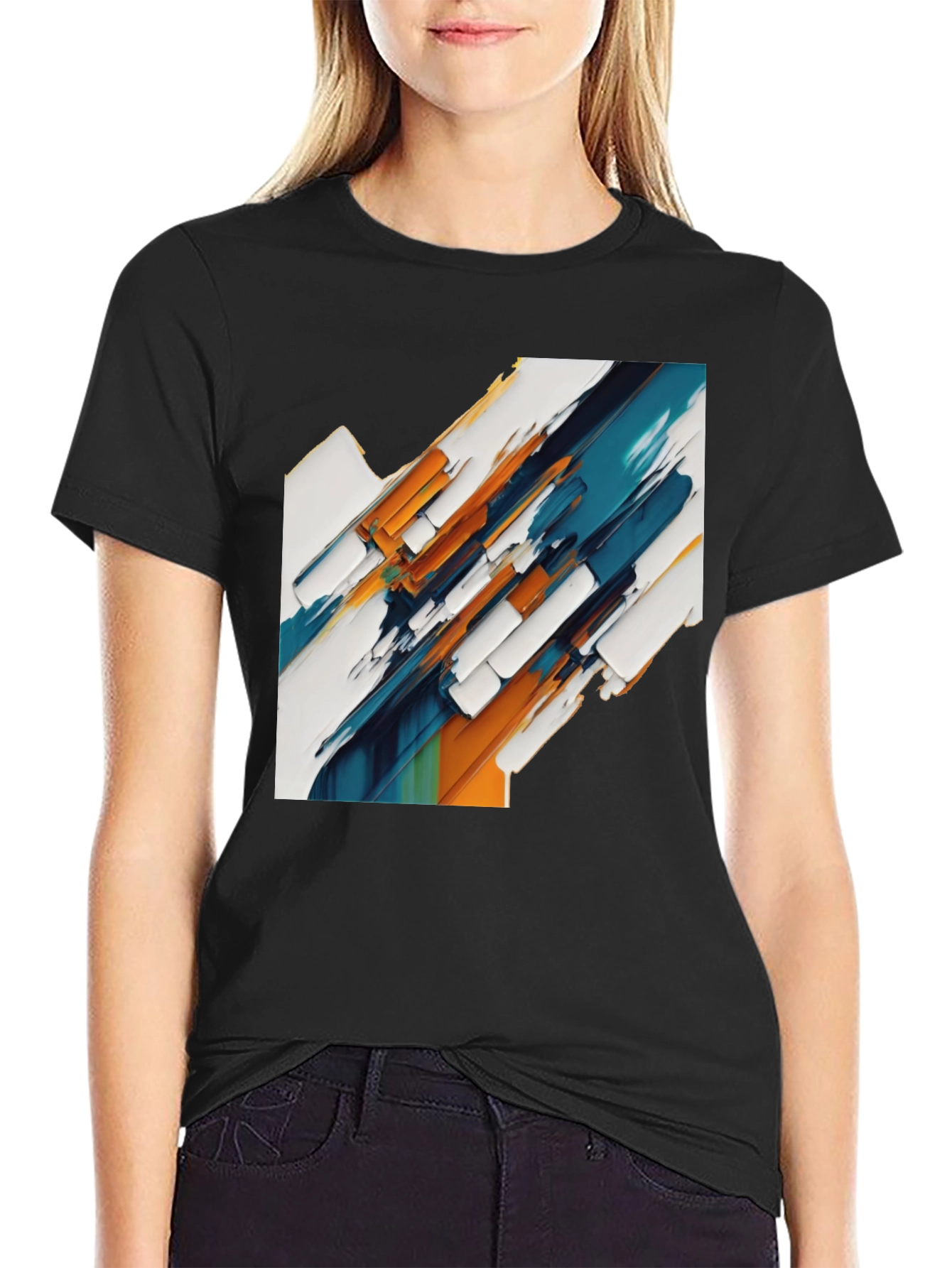 Black Abstract Art Graphic Tee - Modern Style view 2