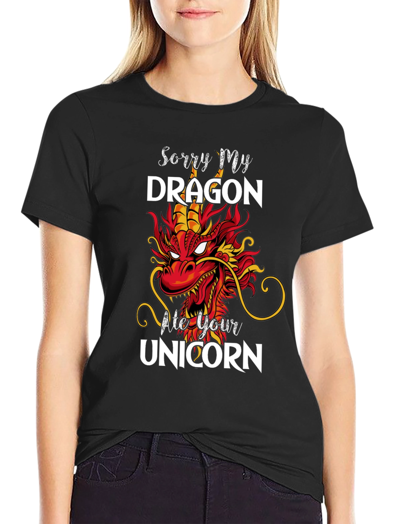 Black Sorry My Dragon Ate Your Unicorn T-Shirt view 2