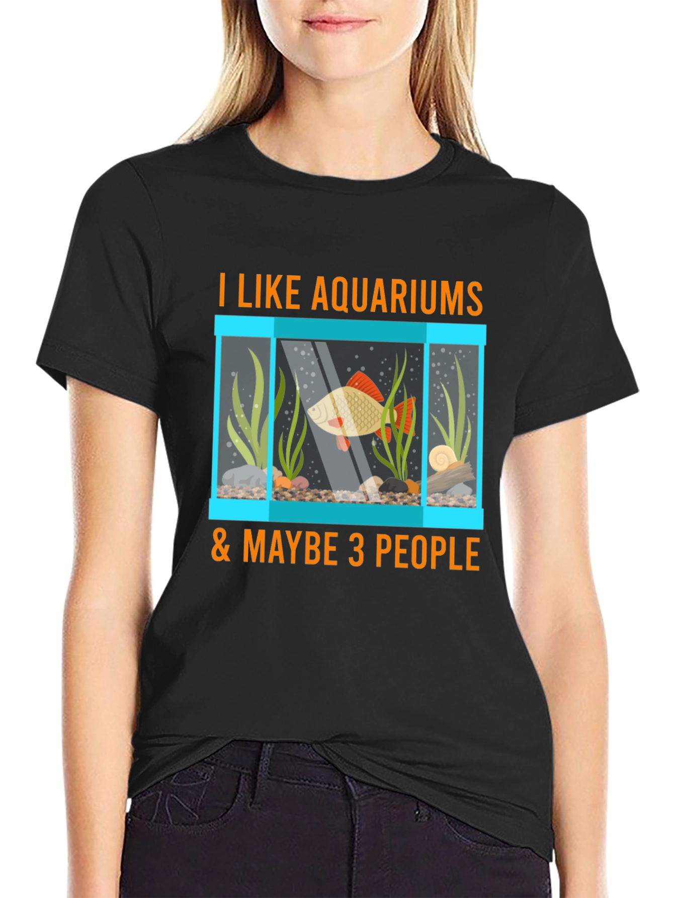 Black Aquarium Lover T-Shirt: Fish Tank & Maybe 3 People view 2