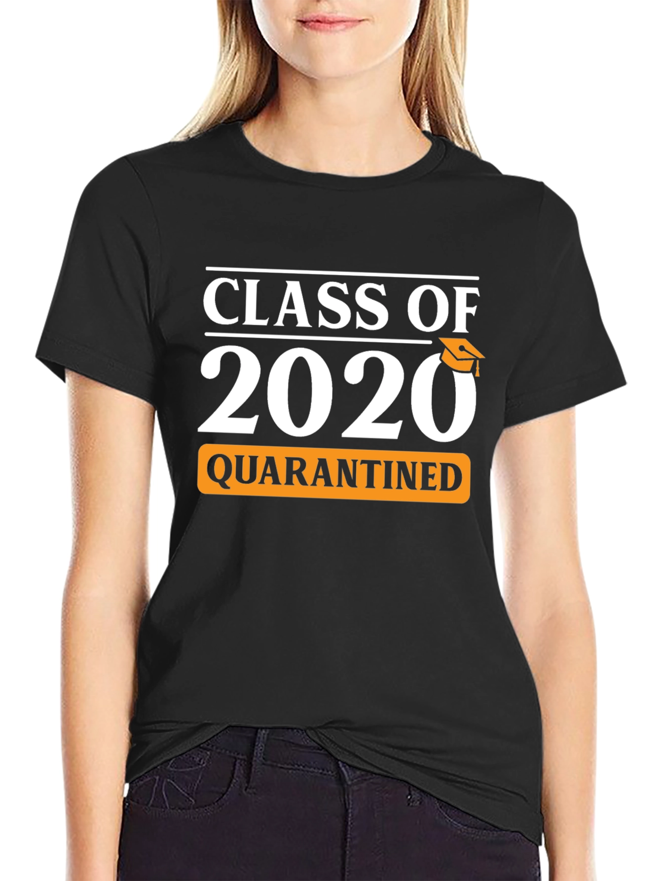 Black Class of 2020 Quarantined T-Shirt view 2