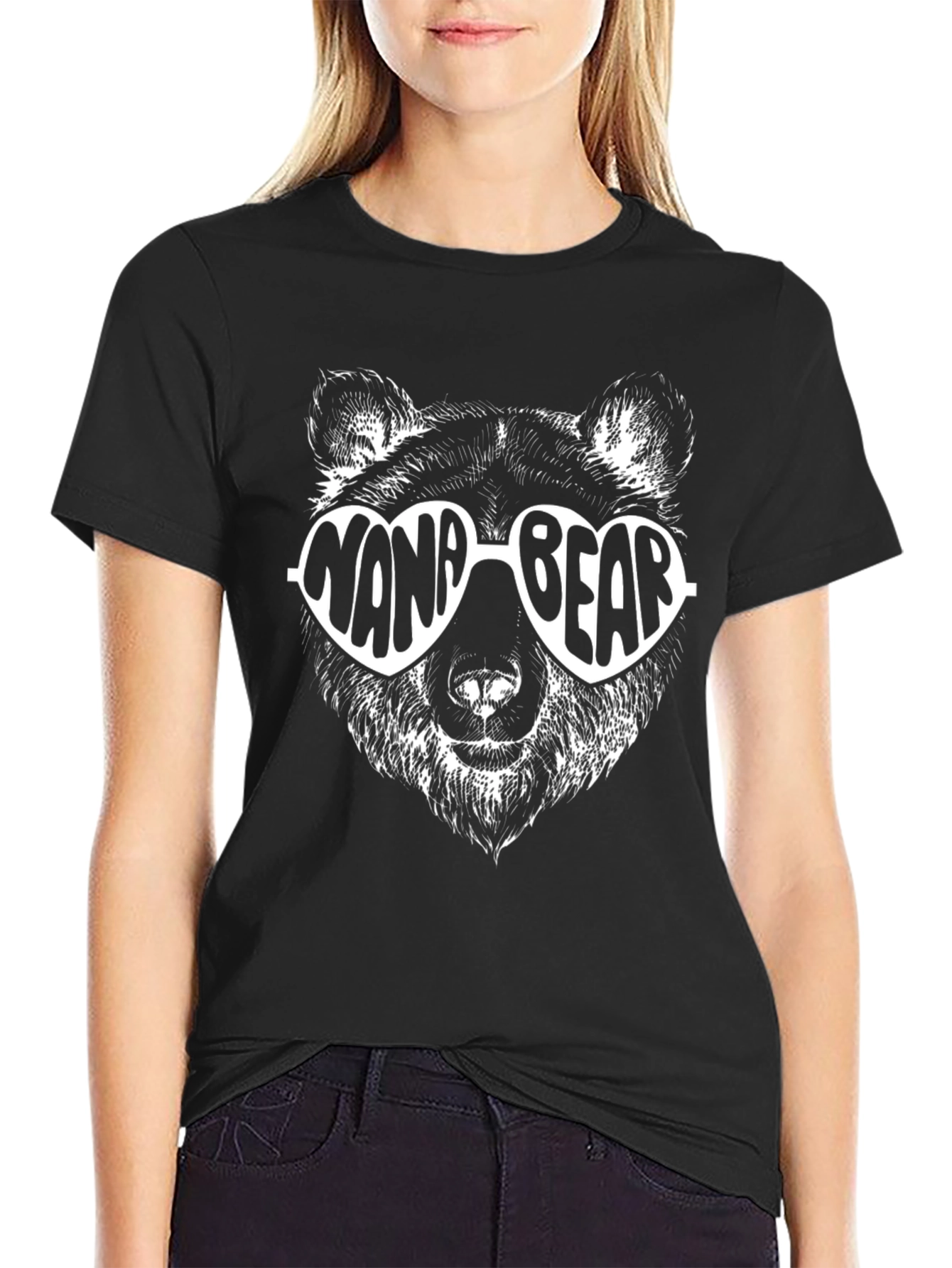 Black Nana Bear T-Shirt - Cool Bear Sunglasses Tee view 2