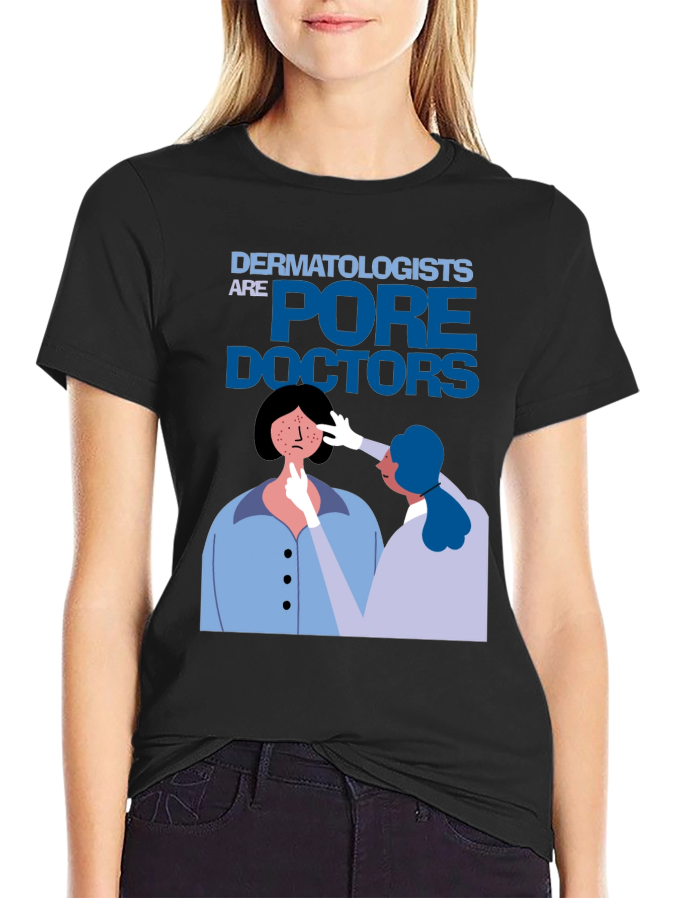 Black Dermatologists 'Pore Doctors' Black T-Shirt view 2