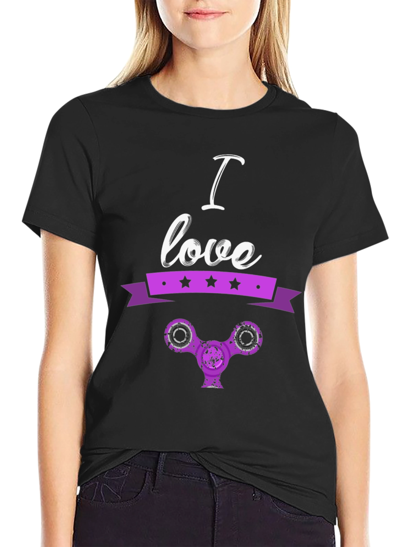 I Love Fidget Spinners Black T-Shirt - 2