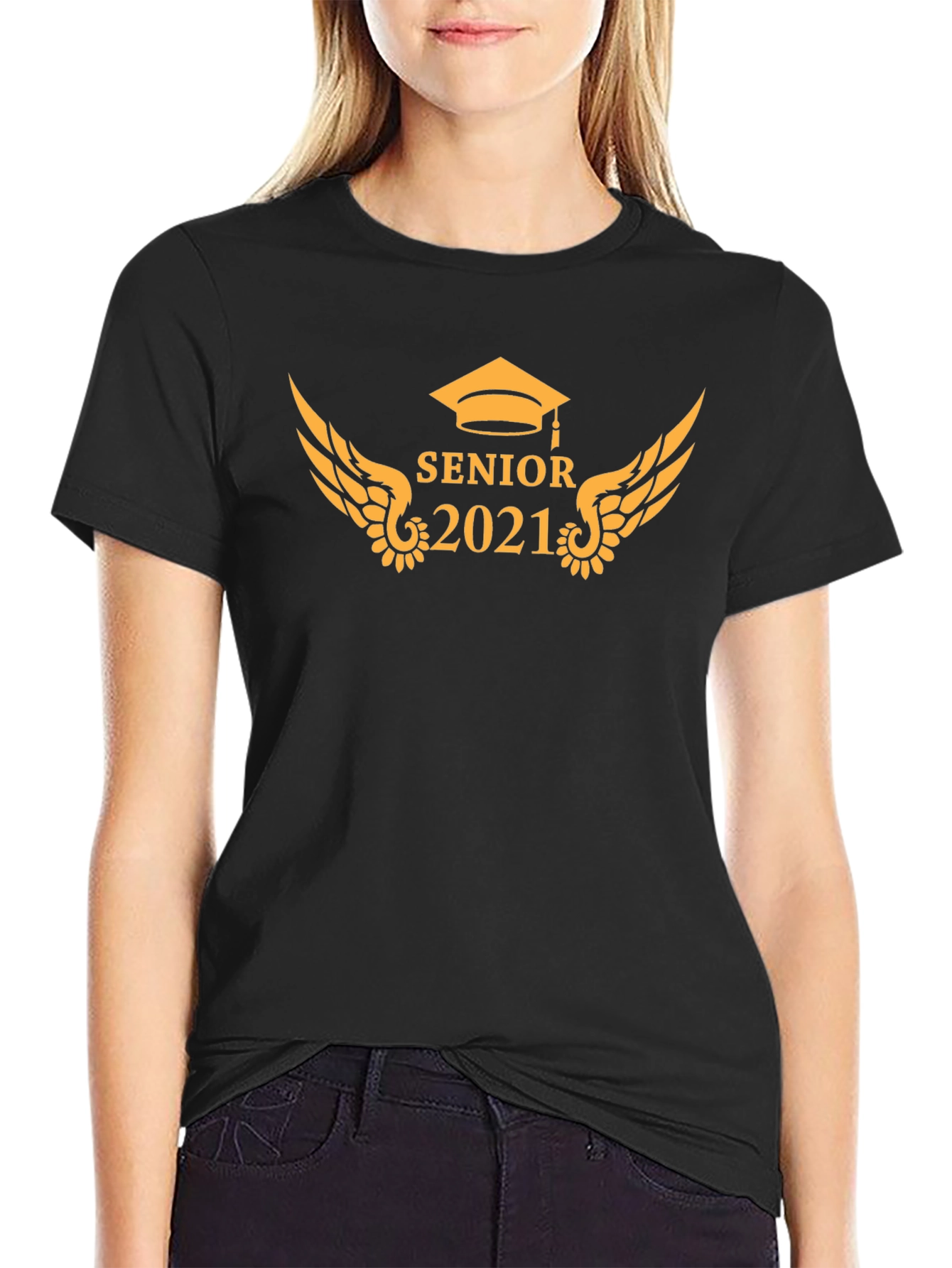 Senior 2021 Black Graphic T-Shirt - 2