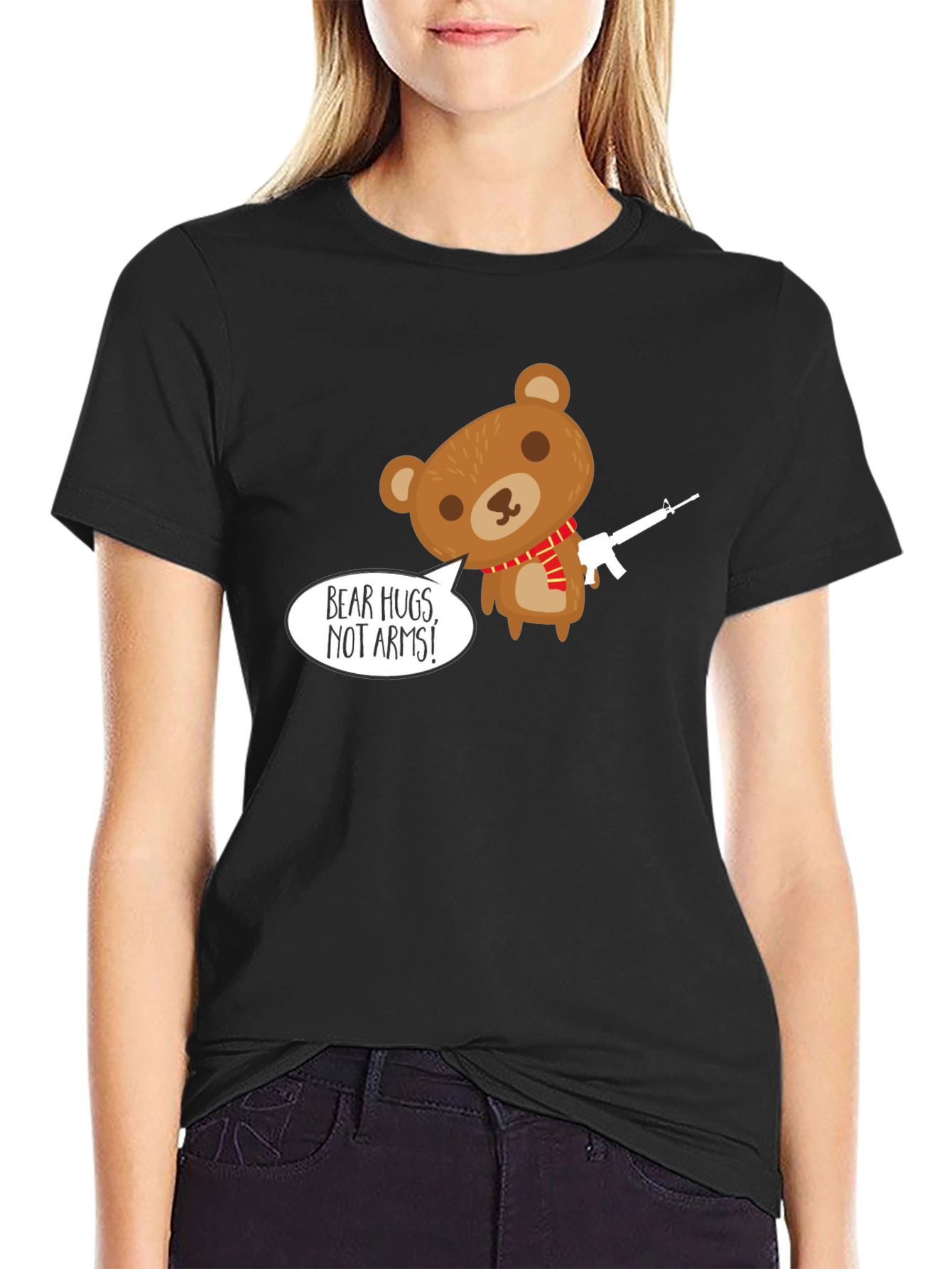Black Bear Hugs Not Arms T-Shirt - Graphic Tee view 2