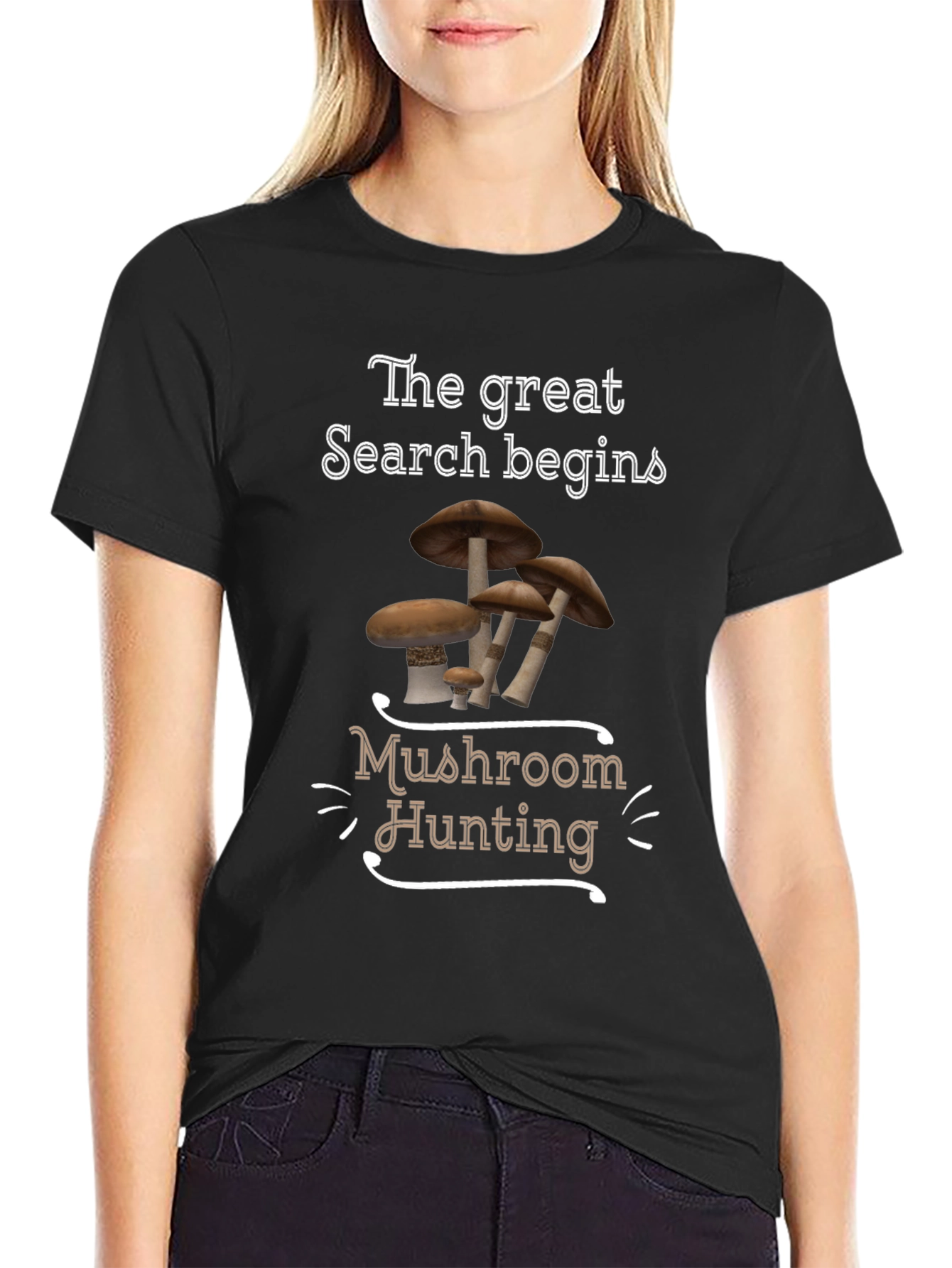 Black Mushroom Hunting Graphic Tee view 2