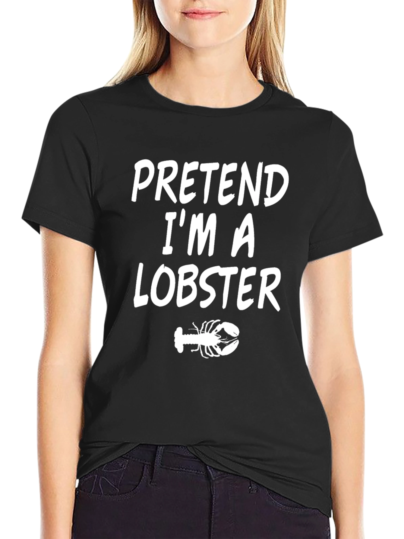 Black Pretend I'm A Lobster T-Shirt - Funny Costume Tee view 2