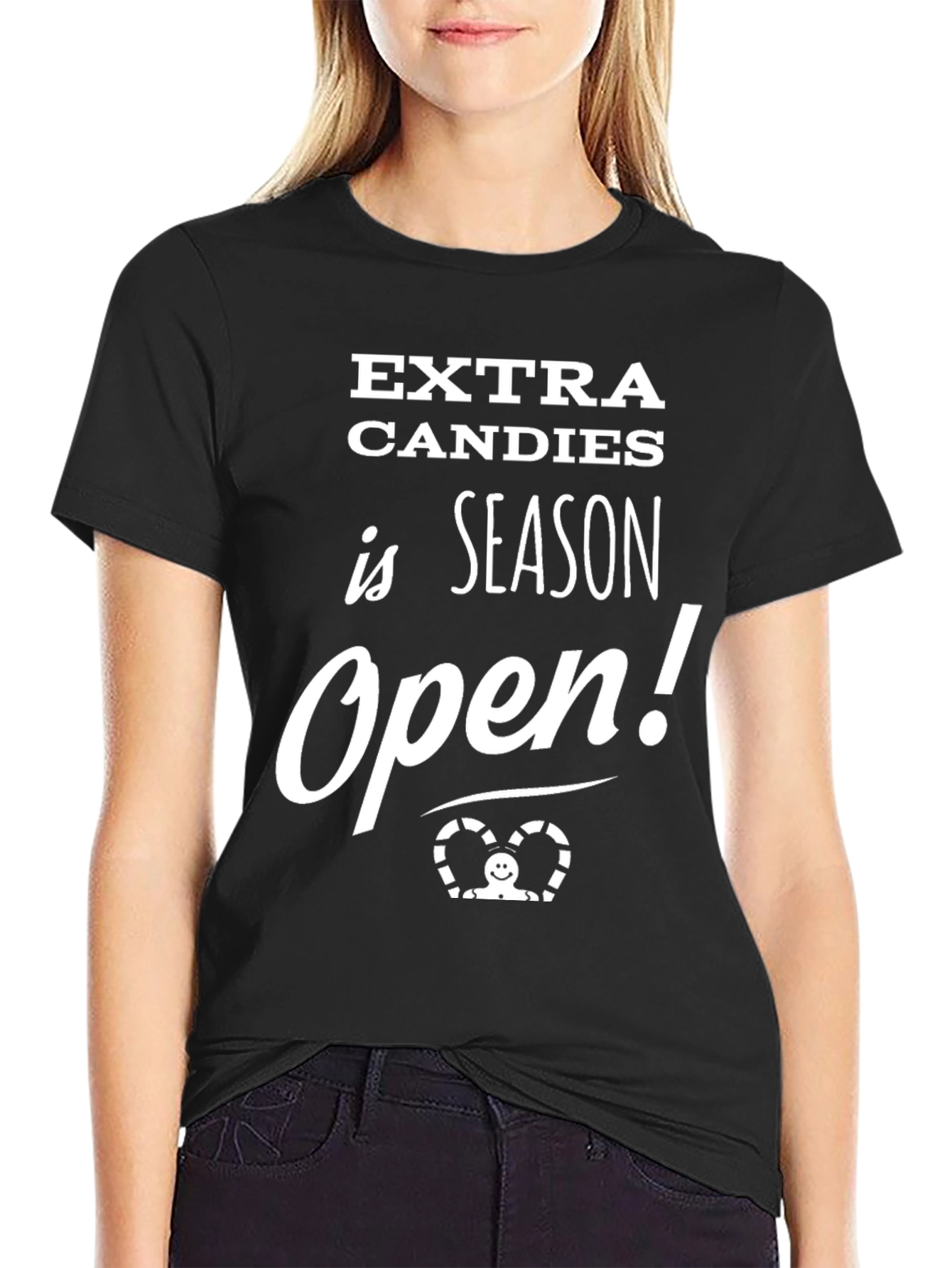 Black Extra Candies Season Open Black T-Shirt view 2