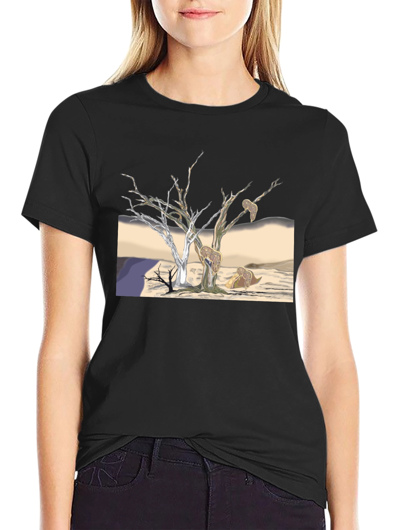 Black Surreal Tree Art Men's Black Tee view 2