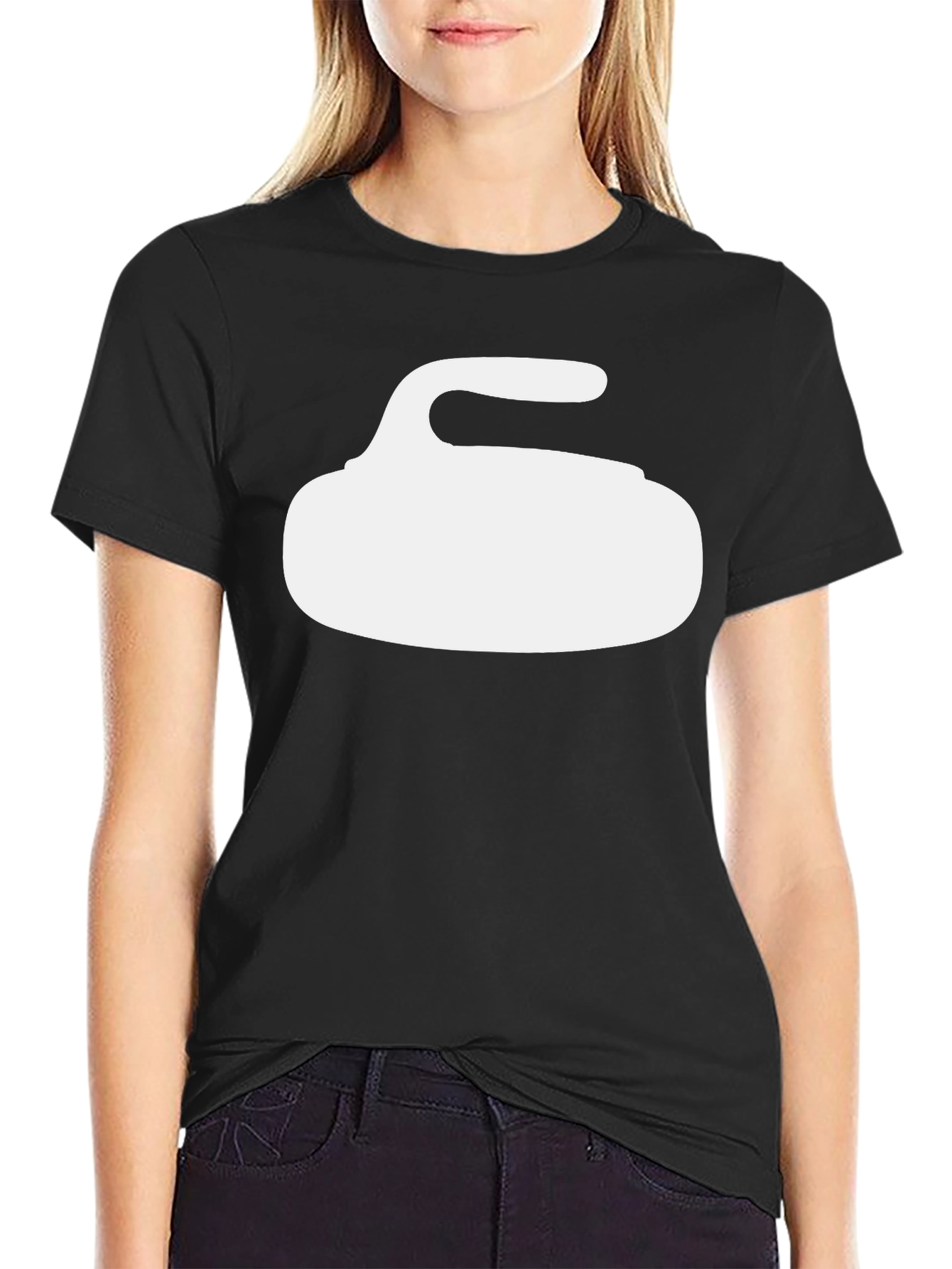 Black Curling Stone Graphic Tee - Black view 2