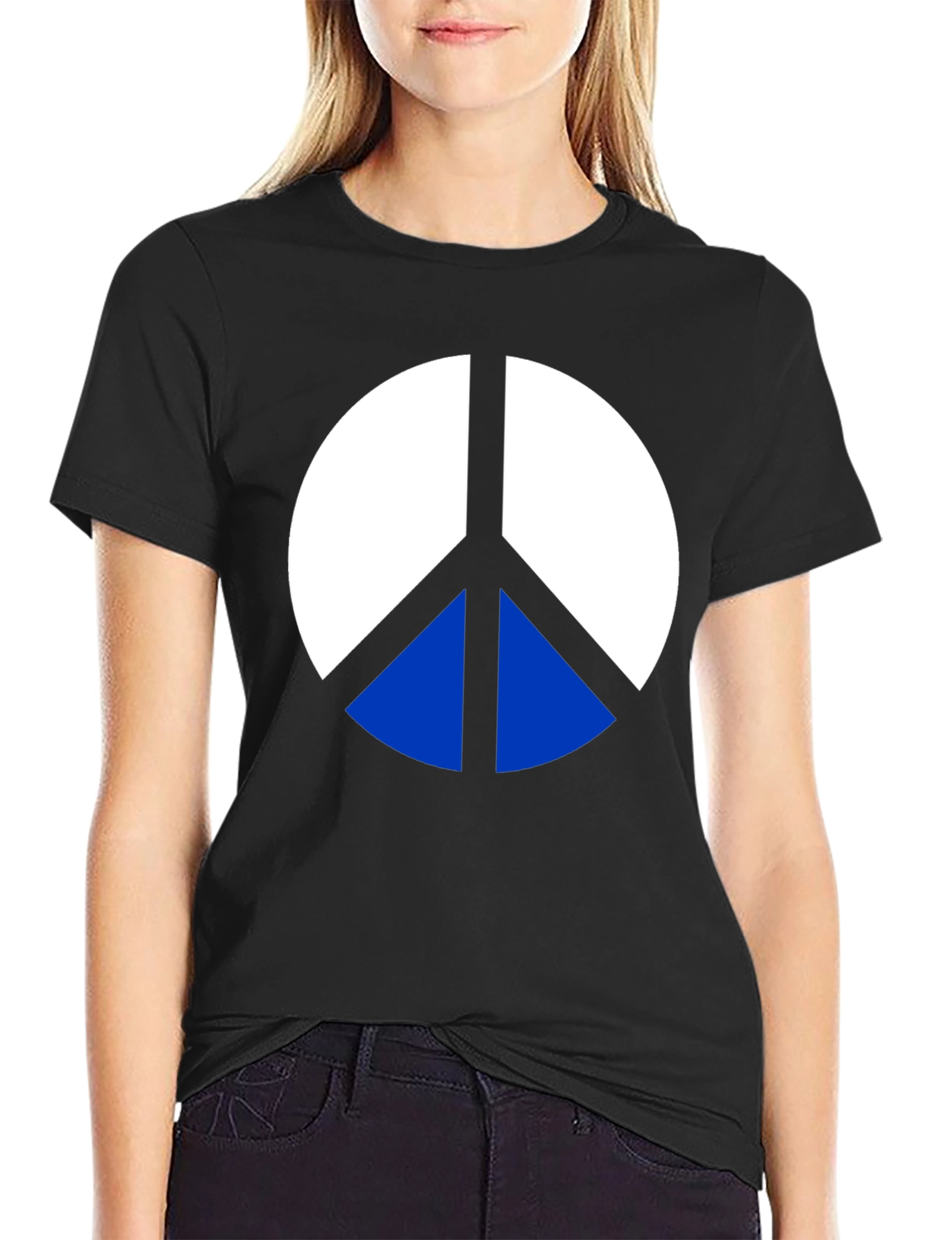 Black Peace Sign Graphic Tee - Classic Black T-Shirt view 2