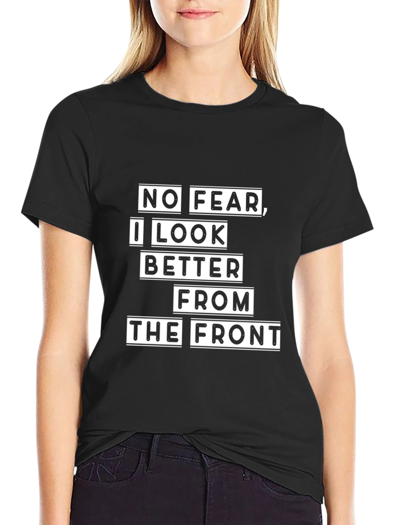 Black Funny "No Fear" Graphic T-Shirt view 2