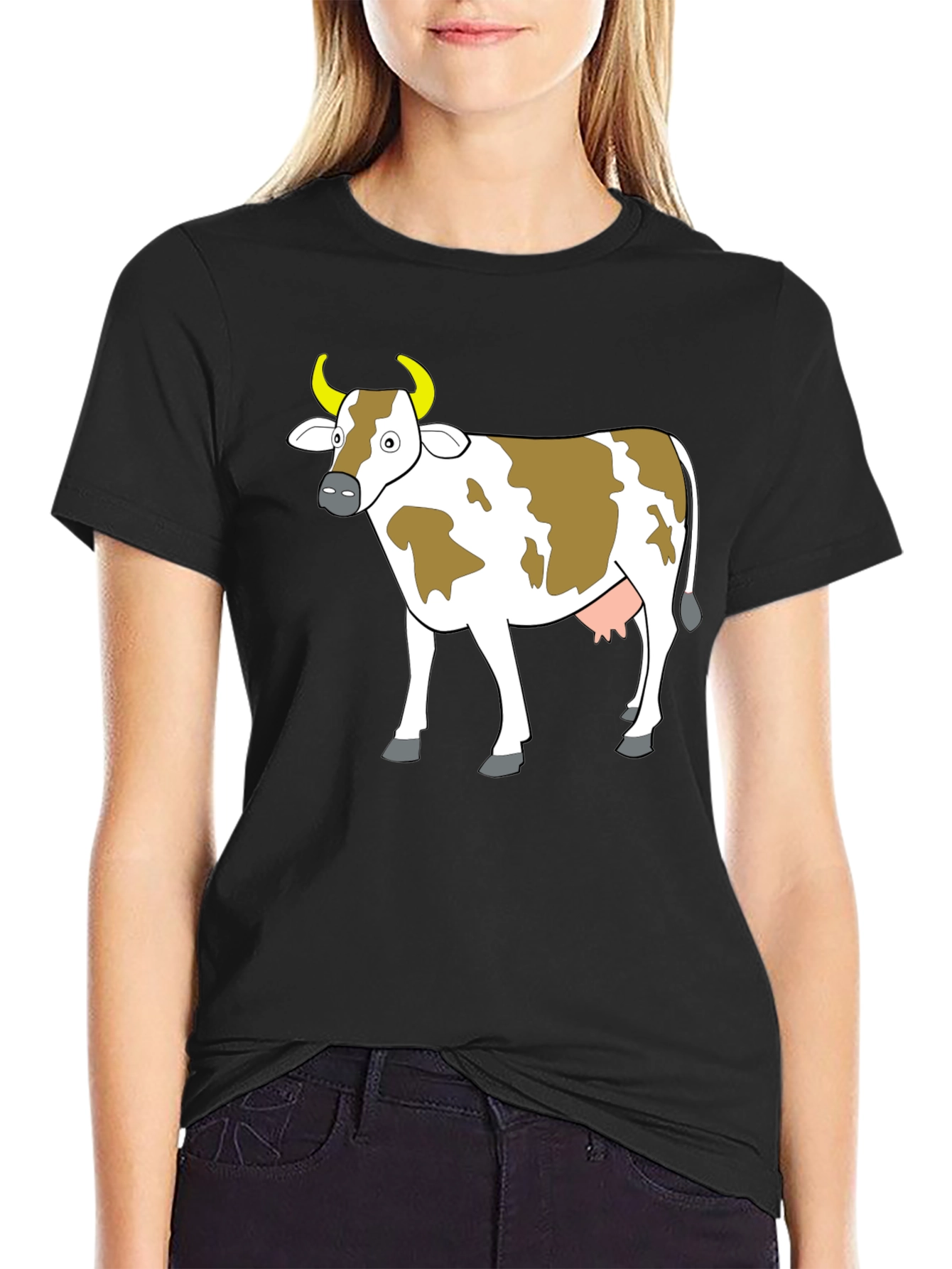 Black Cow Graphic Tee - Black Unisex T-Shirt view 2