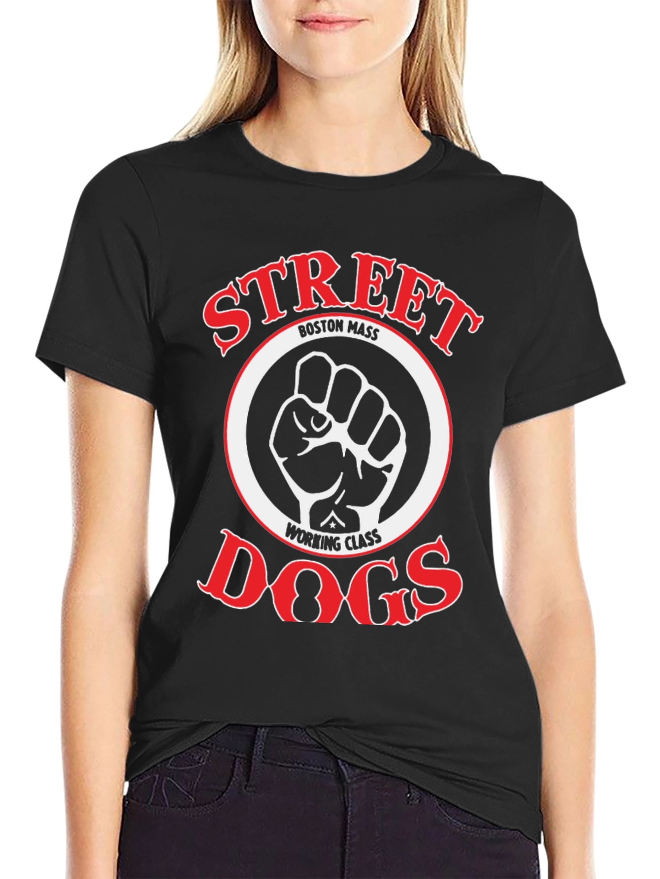 Black Street Dogs Boston Mass Working Class T-Shirt view 2