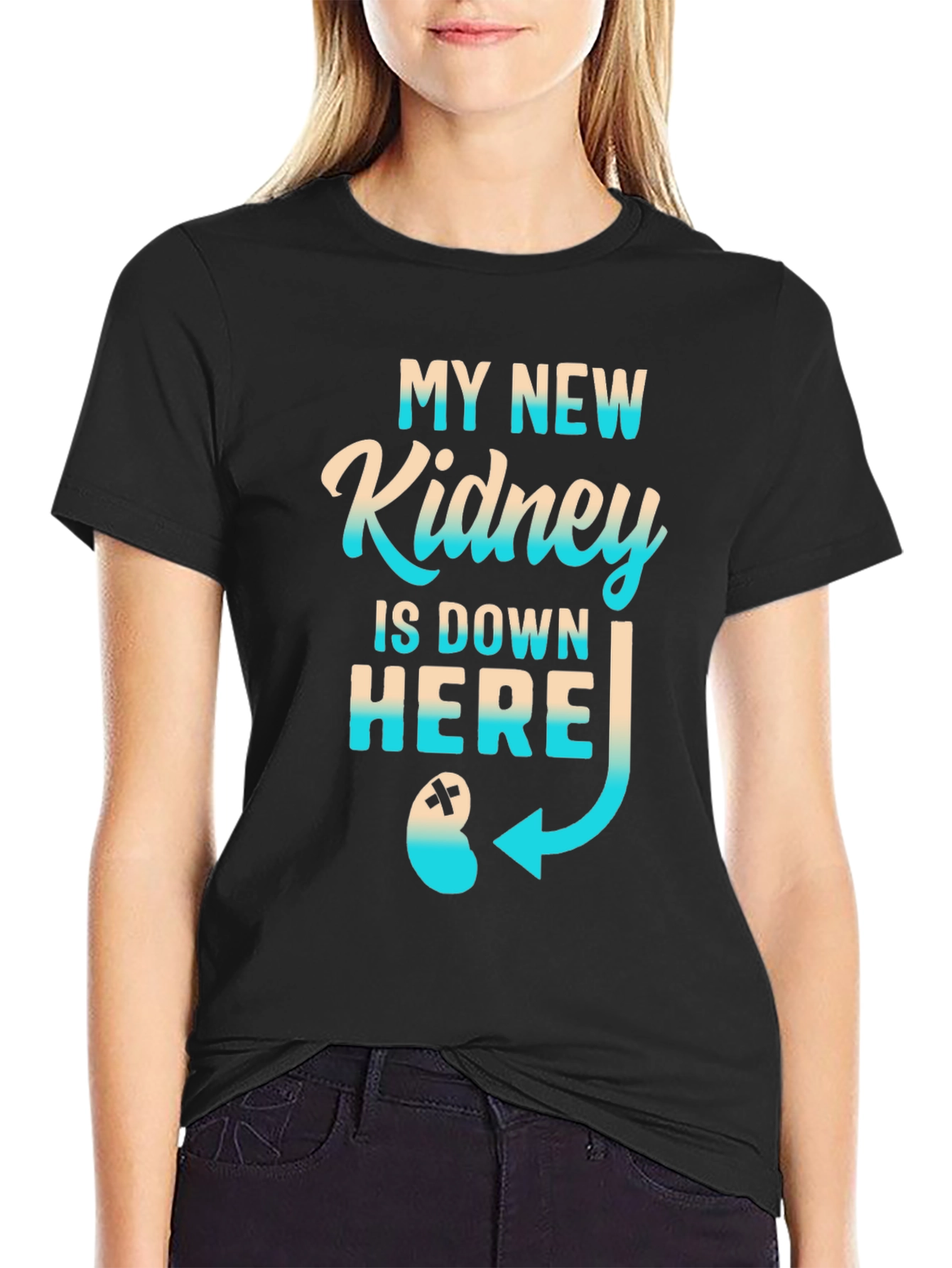 Black My New Kidney Funny Transplant T-Shirt view 2