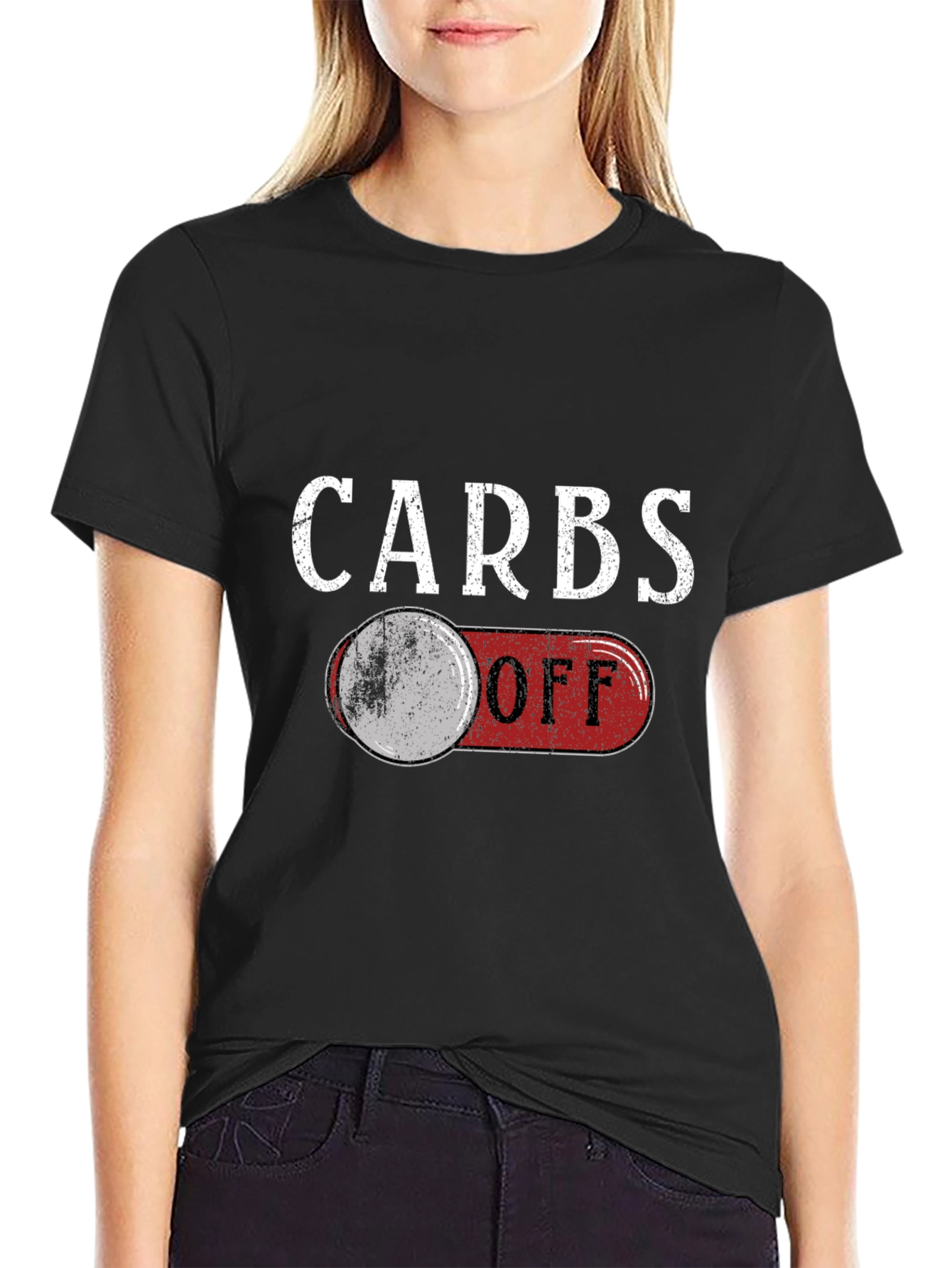 Black Carbs Off Funny Graphic T-Shirt view 2