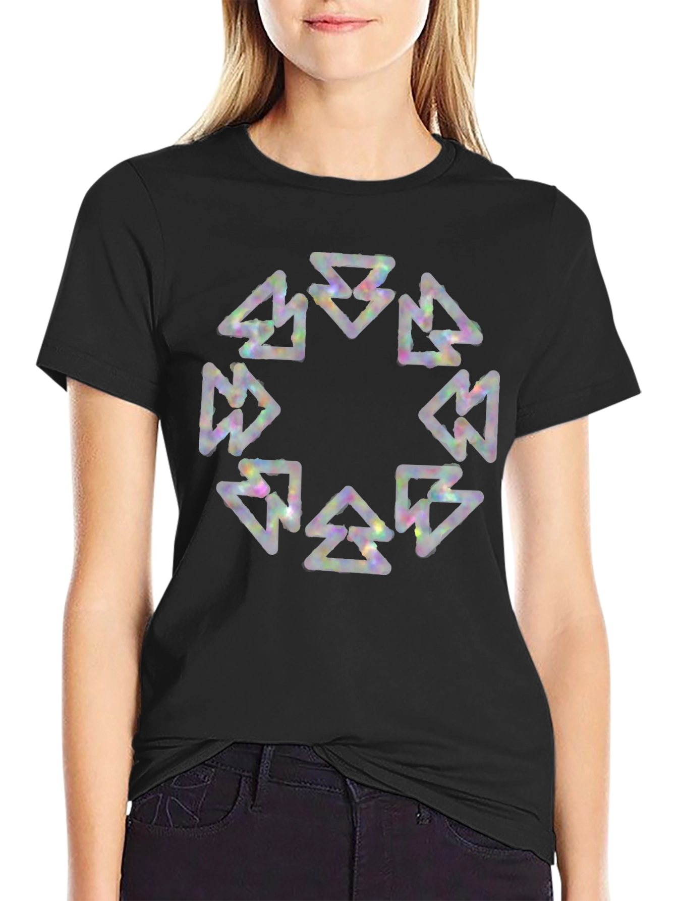Black Abstract Graphic Print Black T-Shirt view 2
