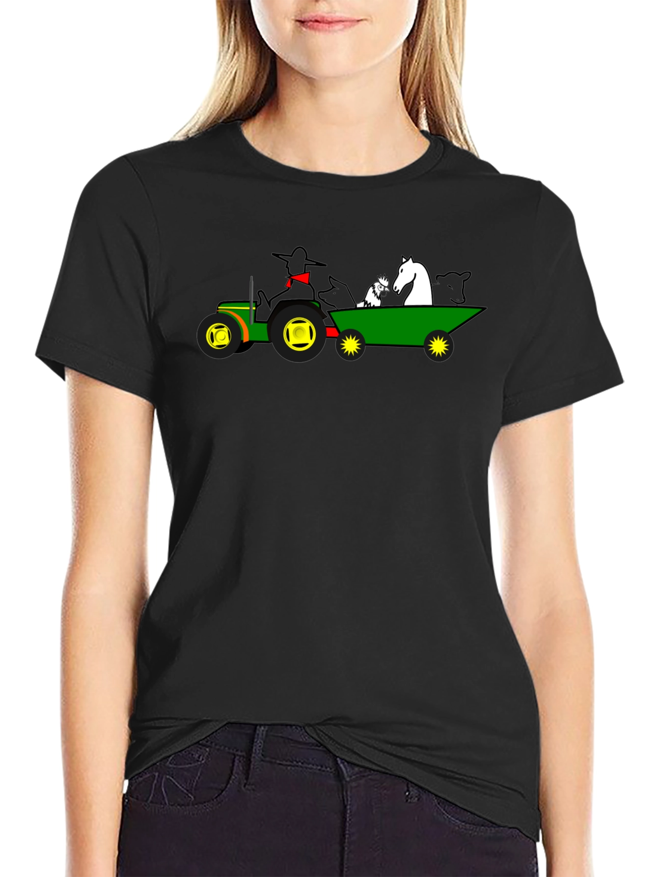 Black Farm Animal Tractor Ride T-Shirt view 2