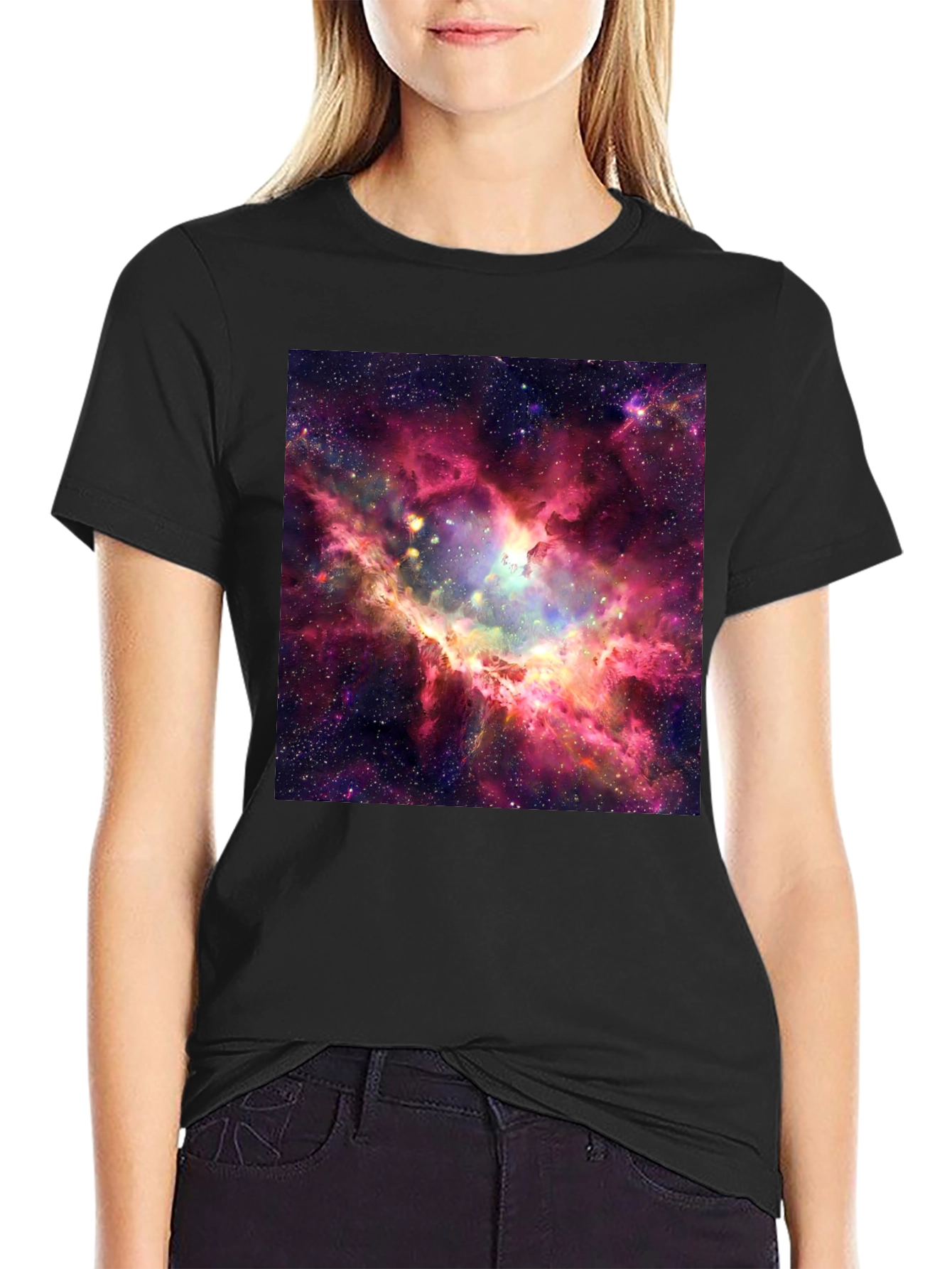 Black Nebula Print Black T-Shirt view 2