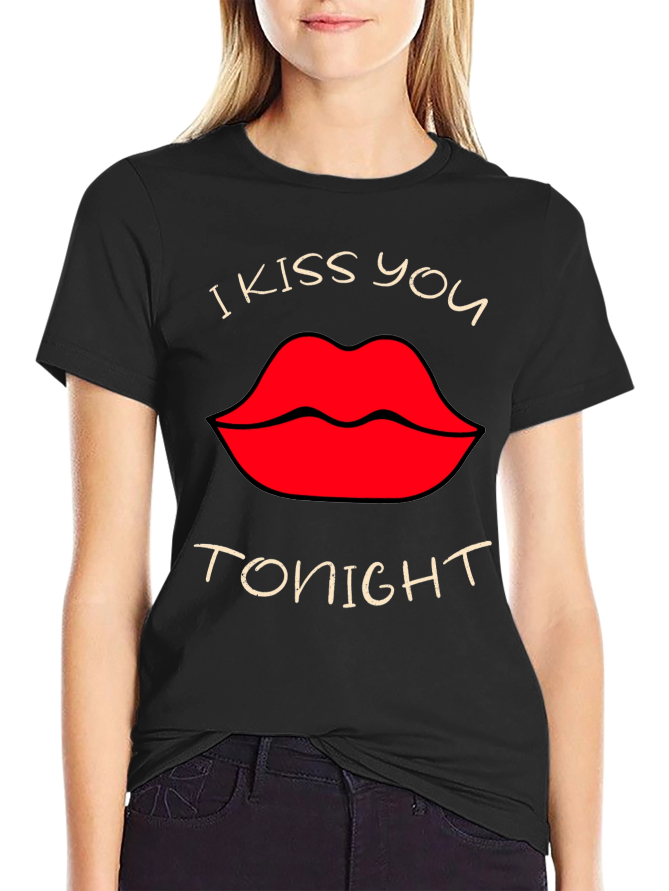 Black I Kiss You Tonight Graphic T-Shirt - Black view 2