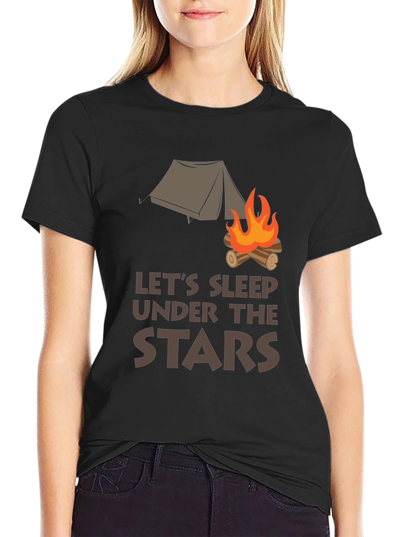 Black Let's Sleep Under the Stars Graphic Tee view 2
