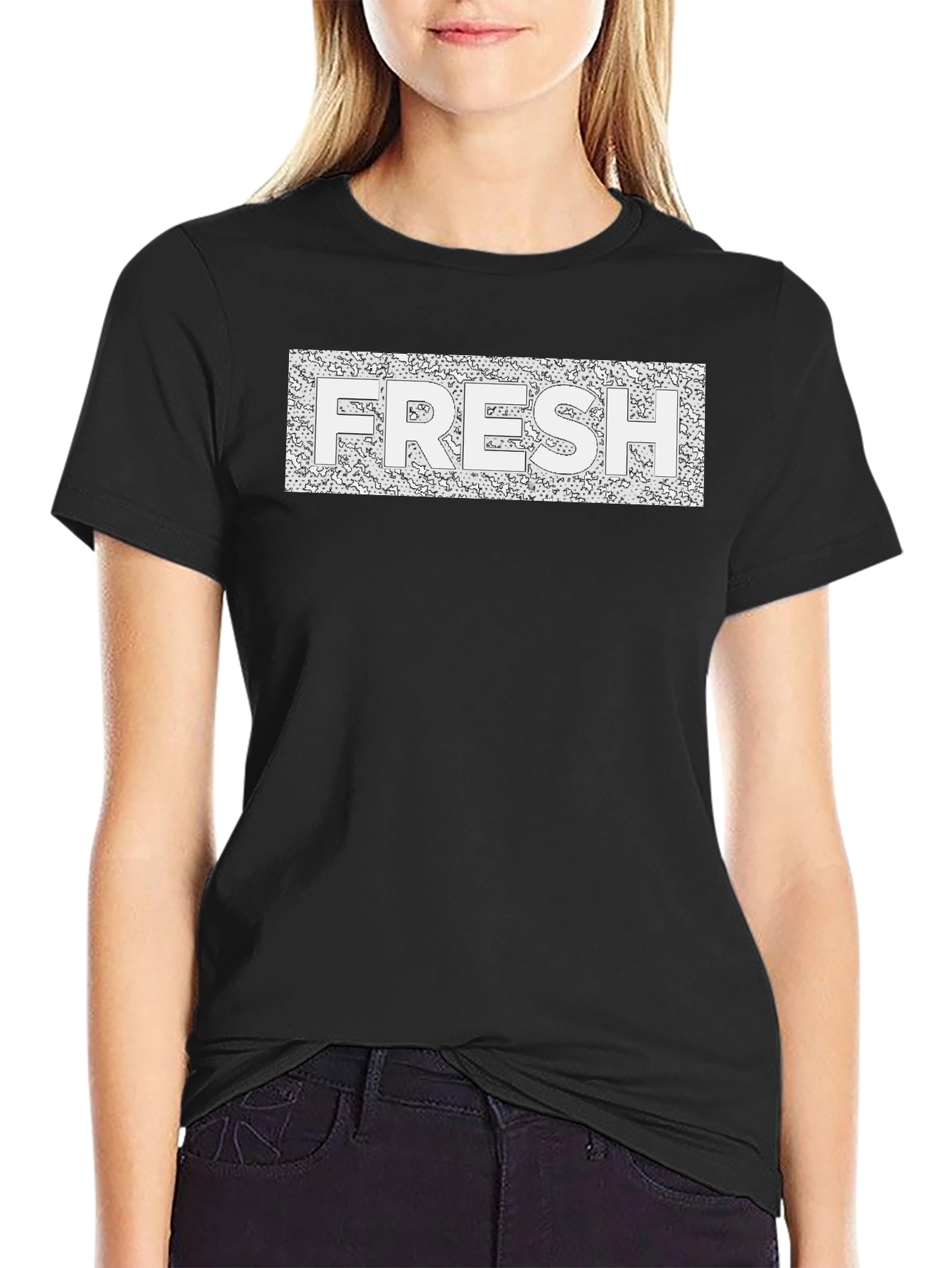 Black Fresh Graphic Tee - Modern Black T-Shirt view 2