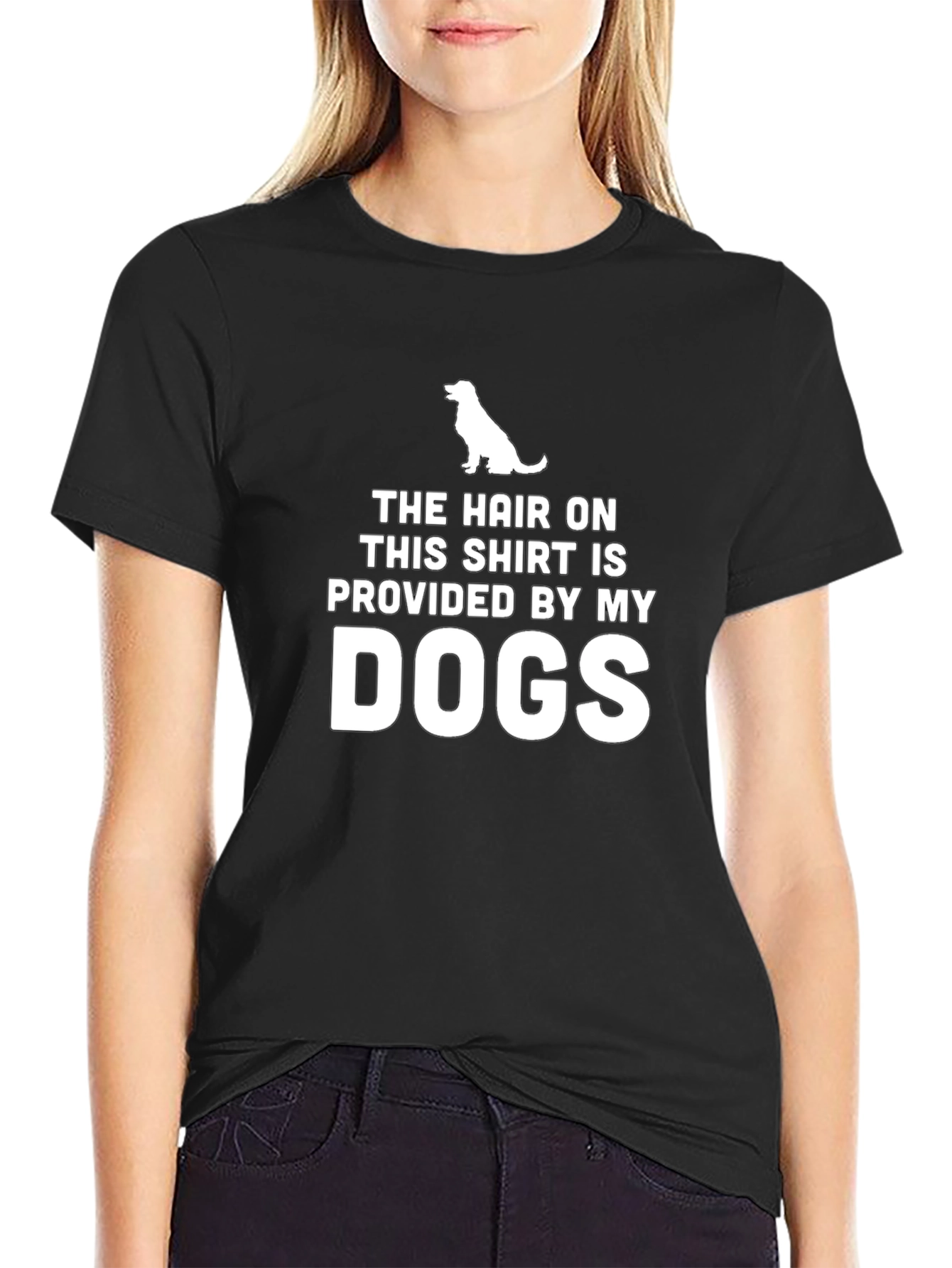 Black Dog Hair T-Shirt - Novelty Pet Owner Tee view 2