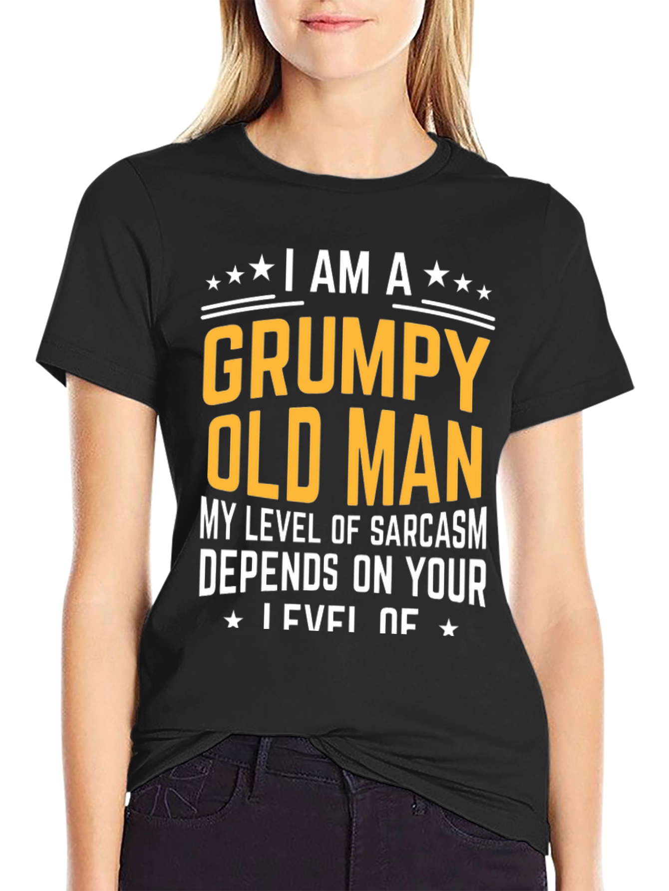 Black Grumpy Old Man Sarcasm T-Shirt - Funny Novelty Tee view 2