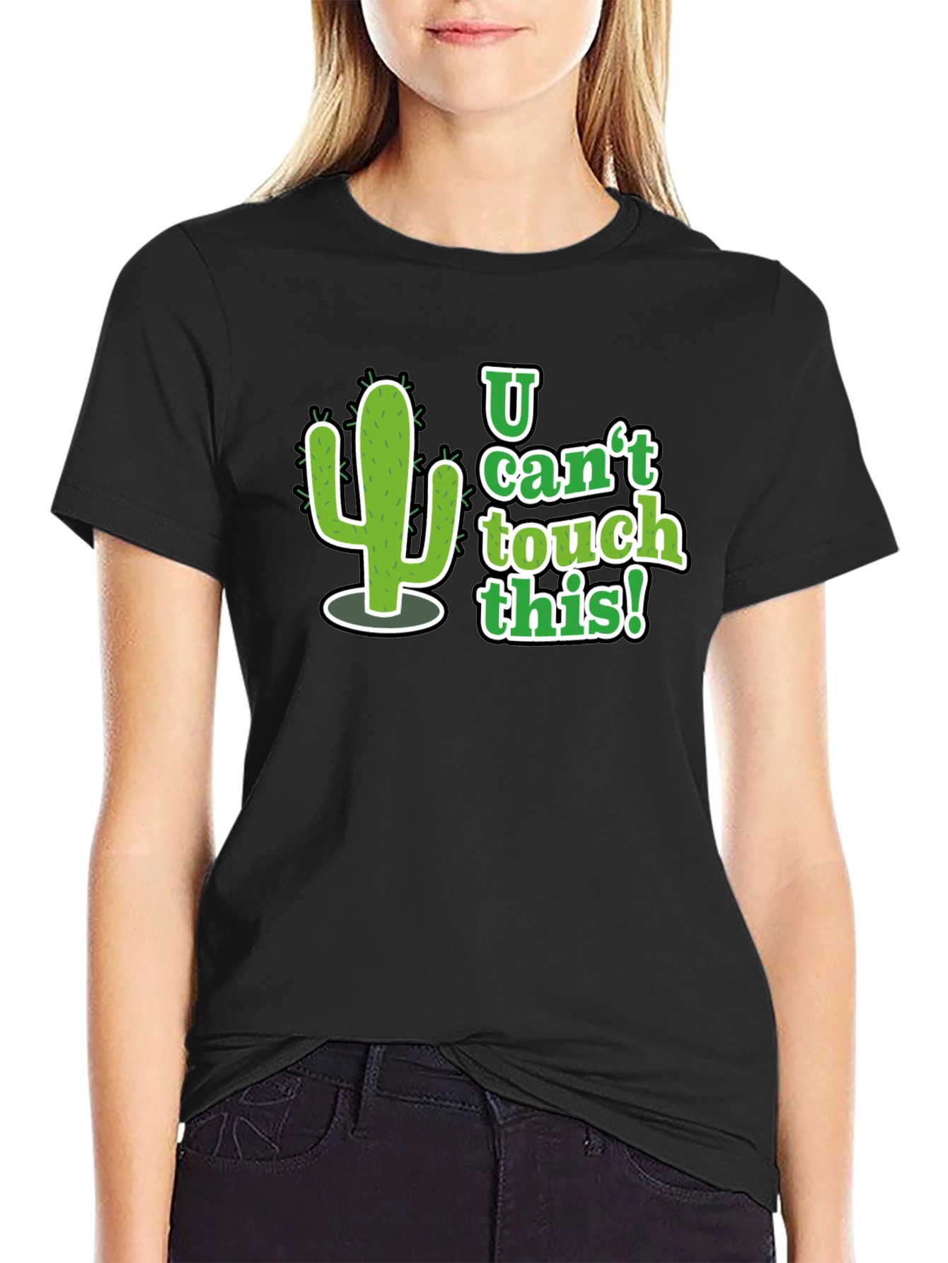Black U Can't Touch This Cactus Graphic Tee - Black view 2