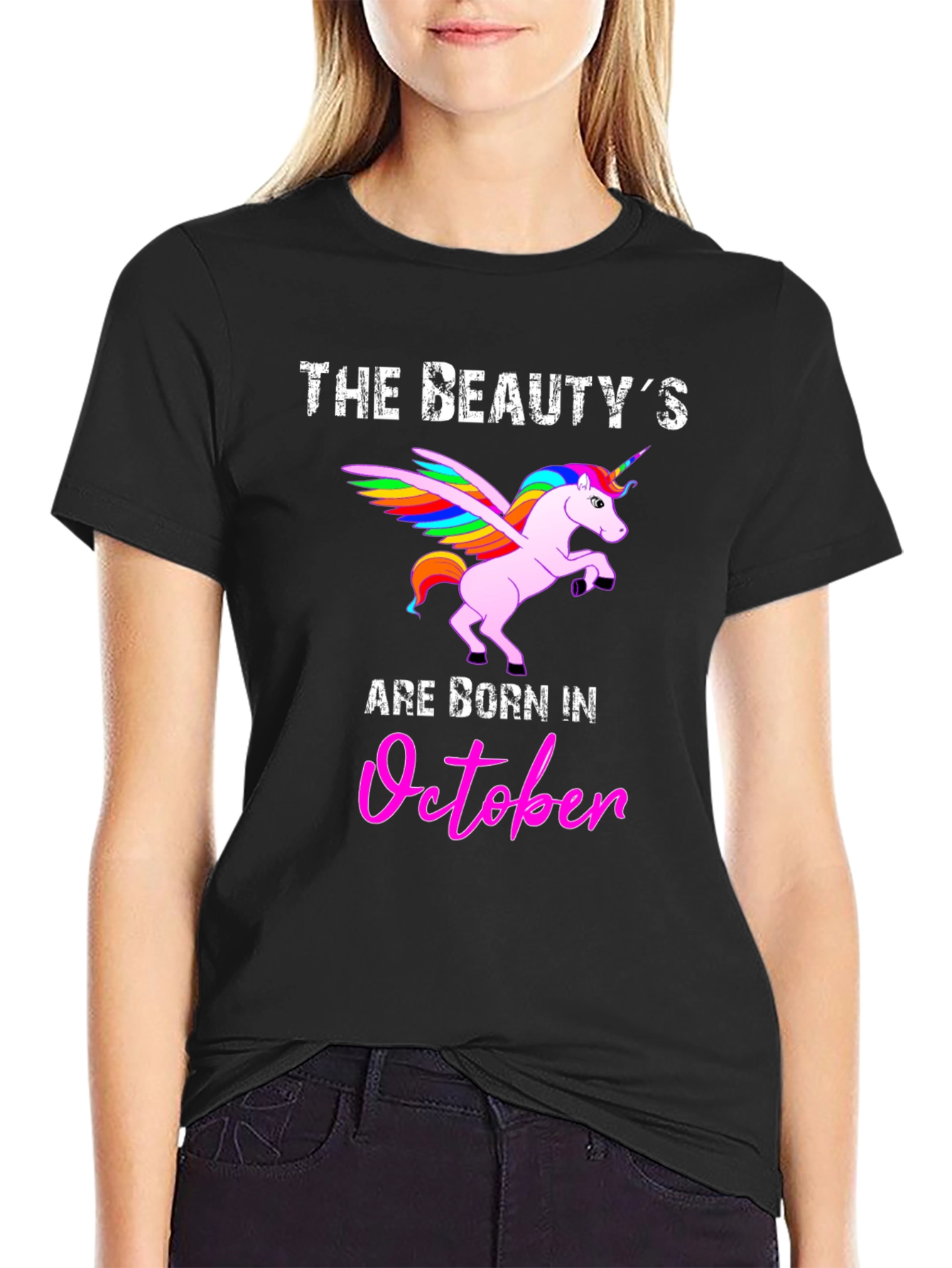 Black Beauty Born in October Graphic T-Shirt view 2
