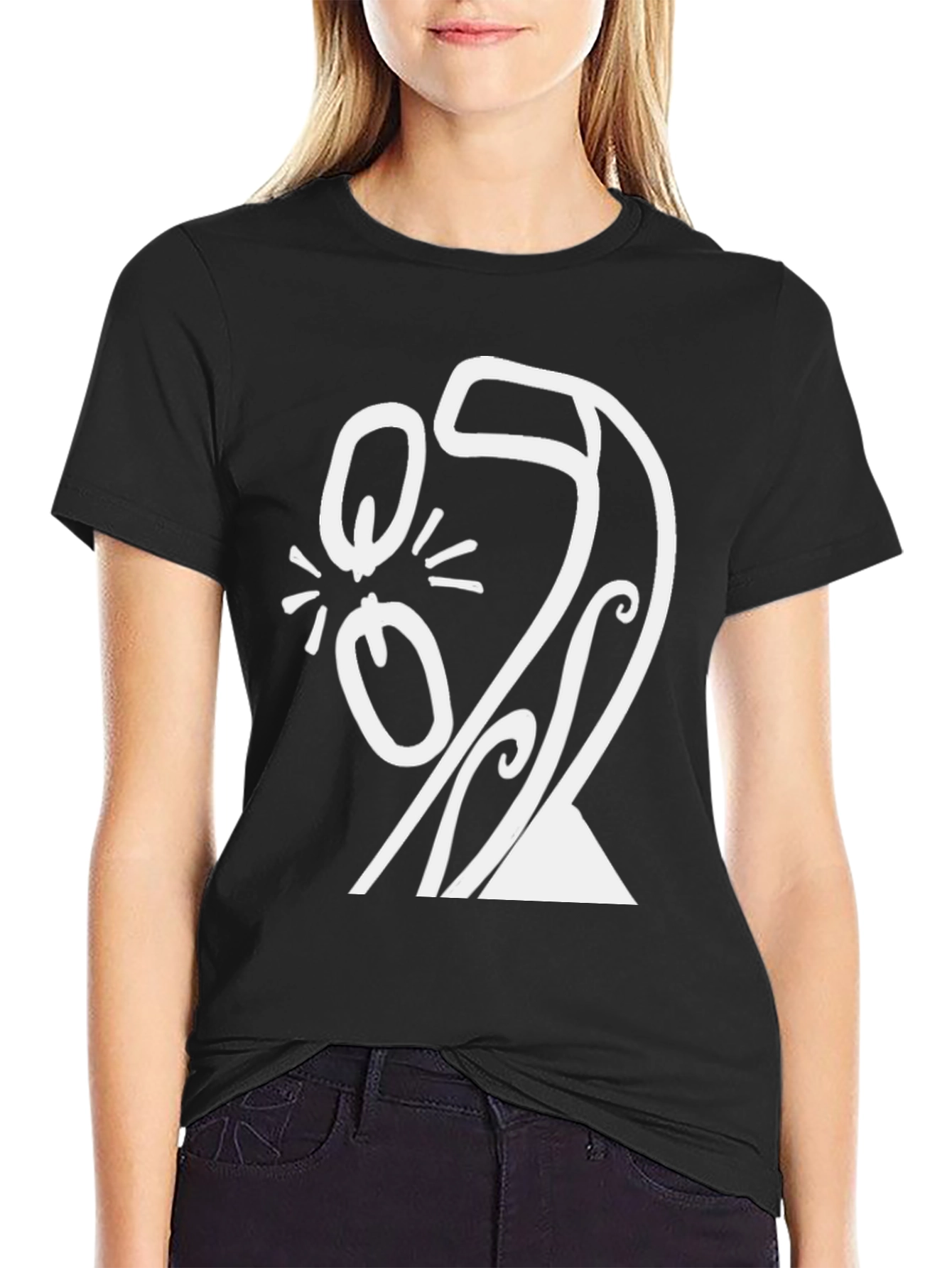 Black Abstract Graphic Tee - Black Cotton Blend view 2