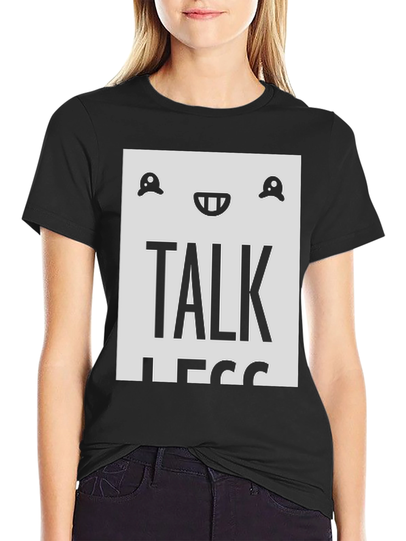 Black Talk Less T-Shirt - Funny Graphic Tee for Introverts view 2
