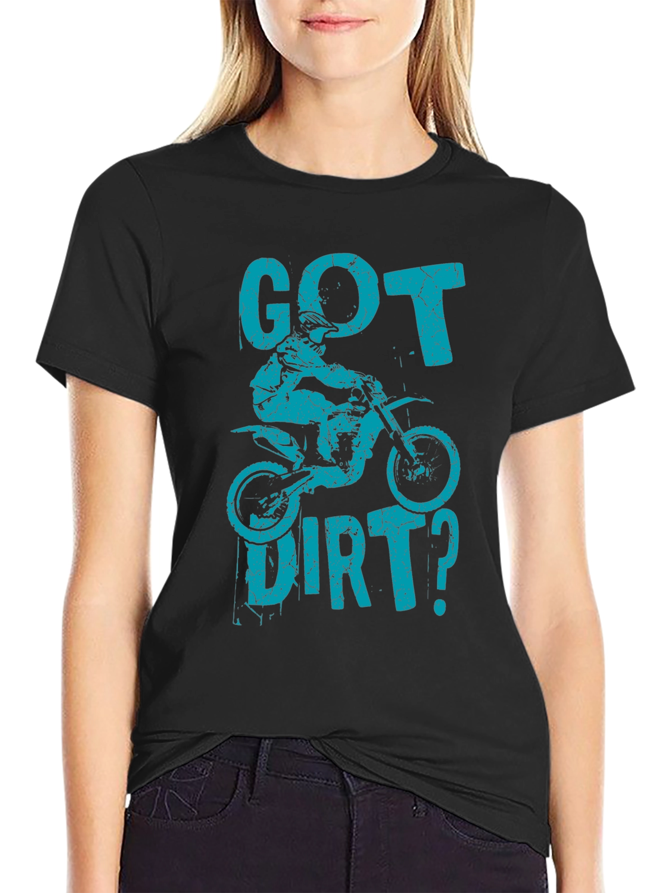 Black Got Dirt? Graphic T-Shirt - Motocross Design view 2