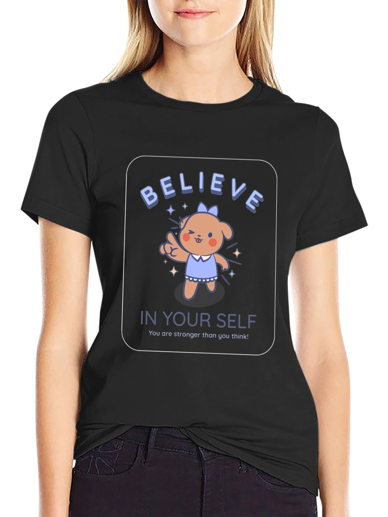 Black Believe In Yourself Graphic Tee view 2