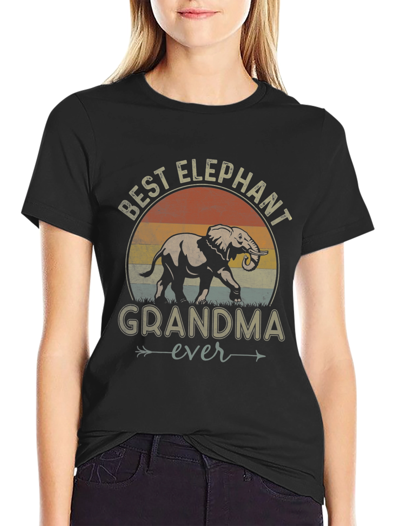 Black Best Elephant Grandma Ever Graphic Tee view 2