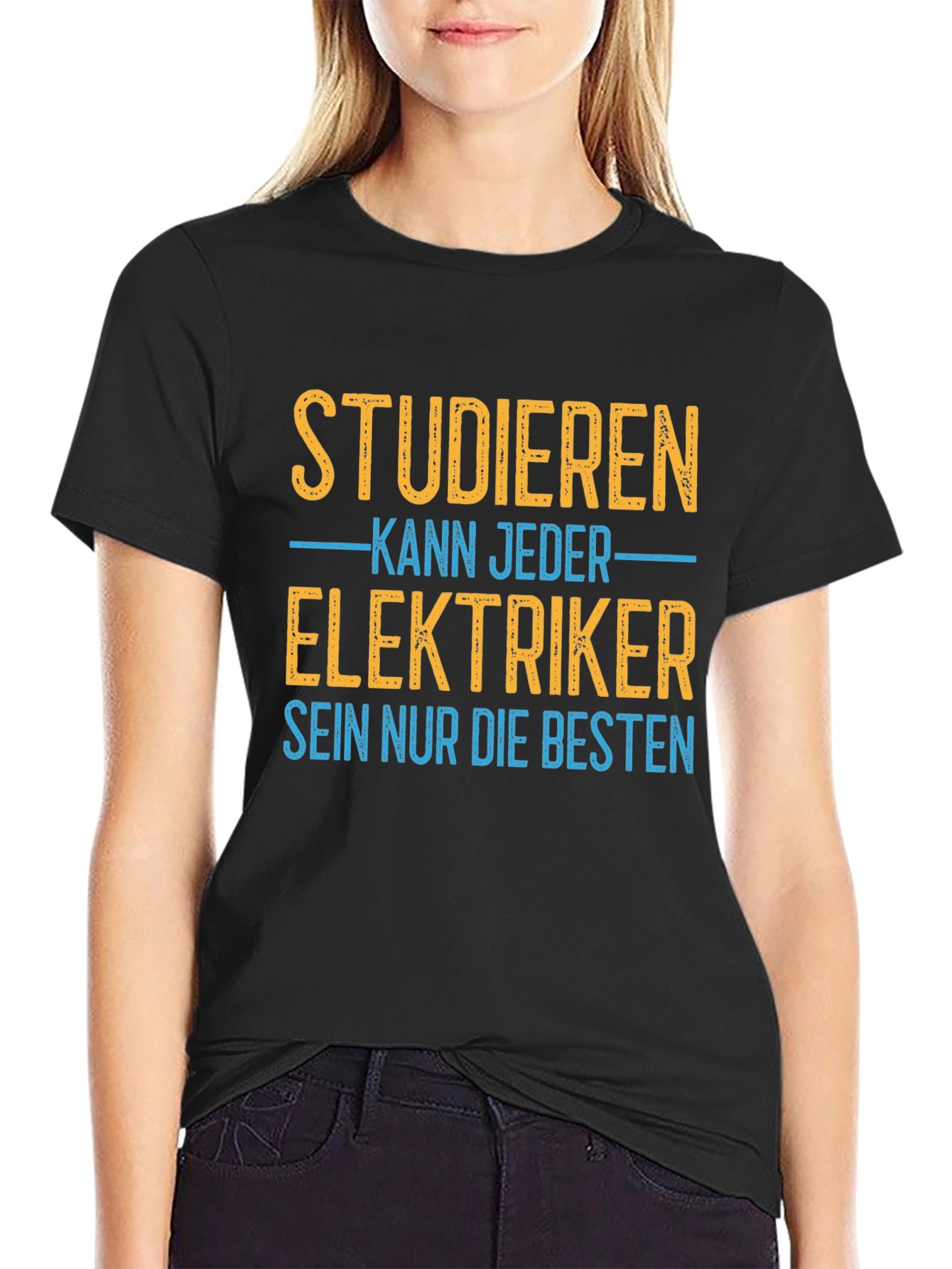 Black Studieren Kann Jeder Elektriker T-Shirt view 2