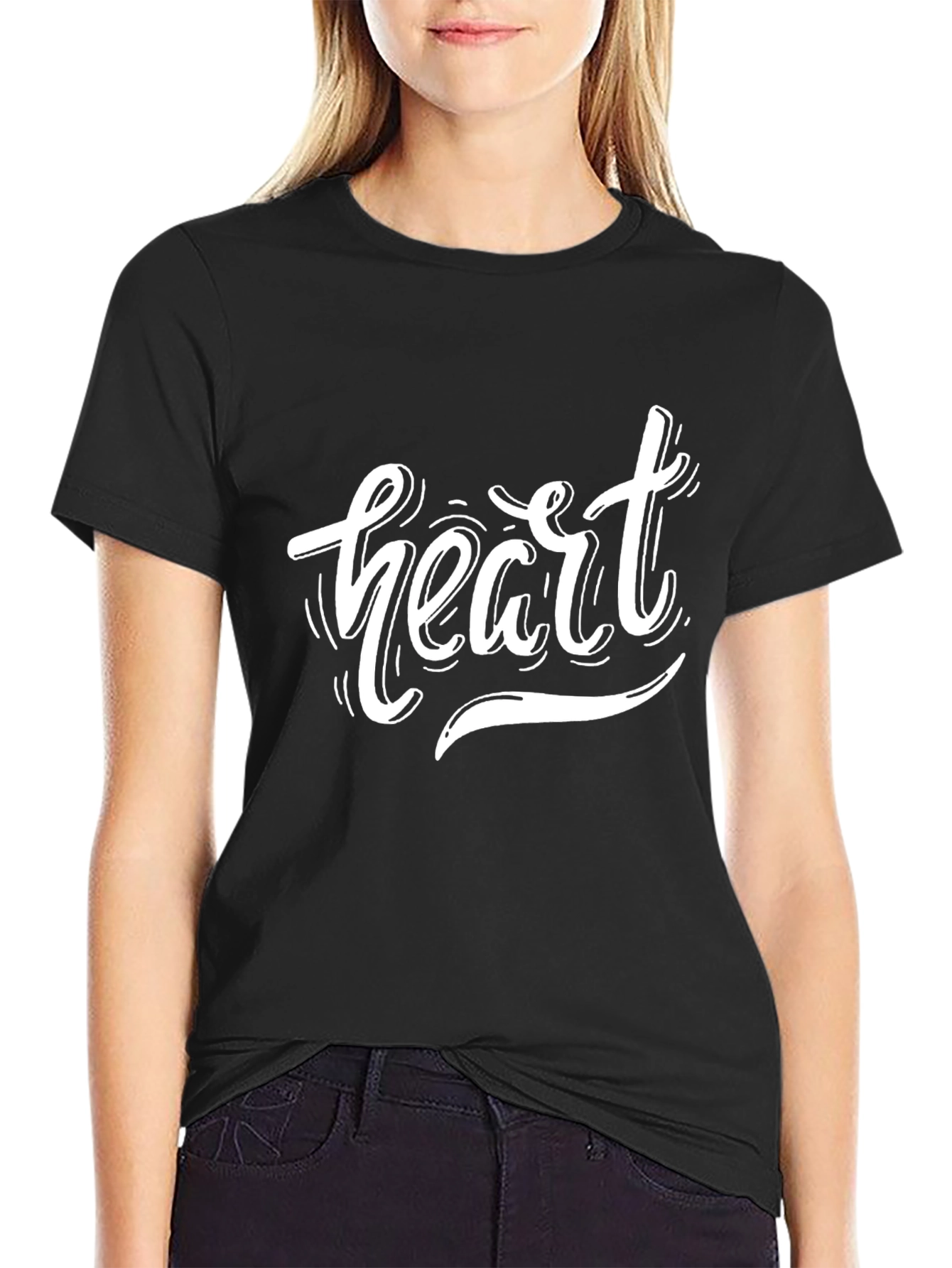 Black Heart Graphic Black T-Shirt, Stylish Men's Tee view 2