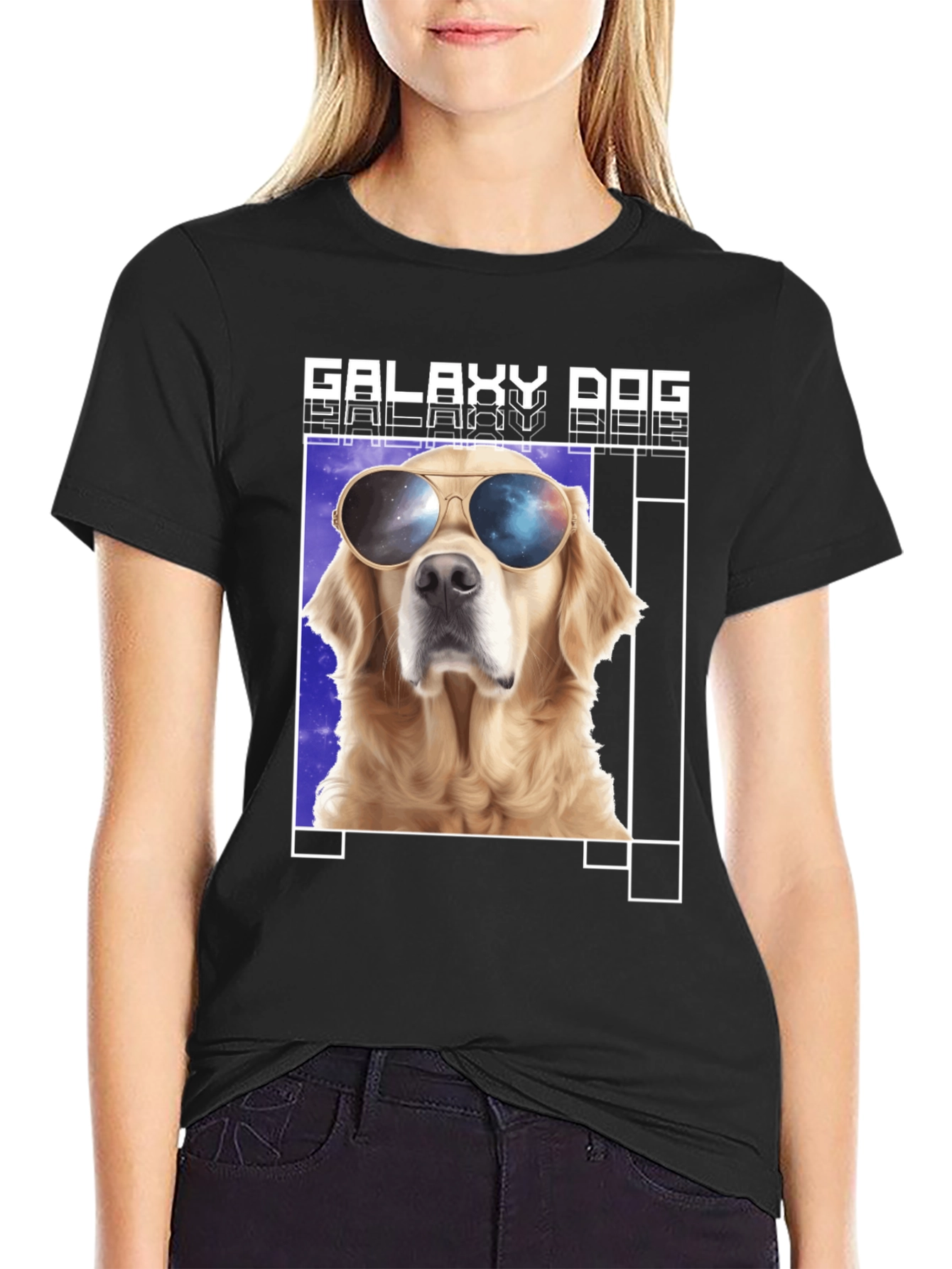 Black Galaxy Dog T-Shirt - Cool Canine in Space Shades view 2