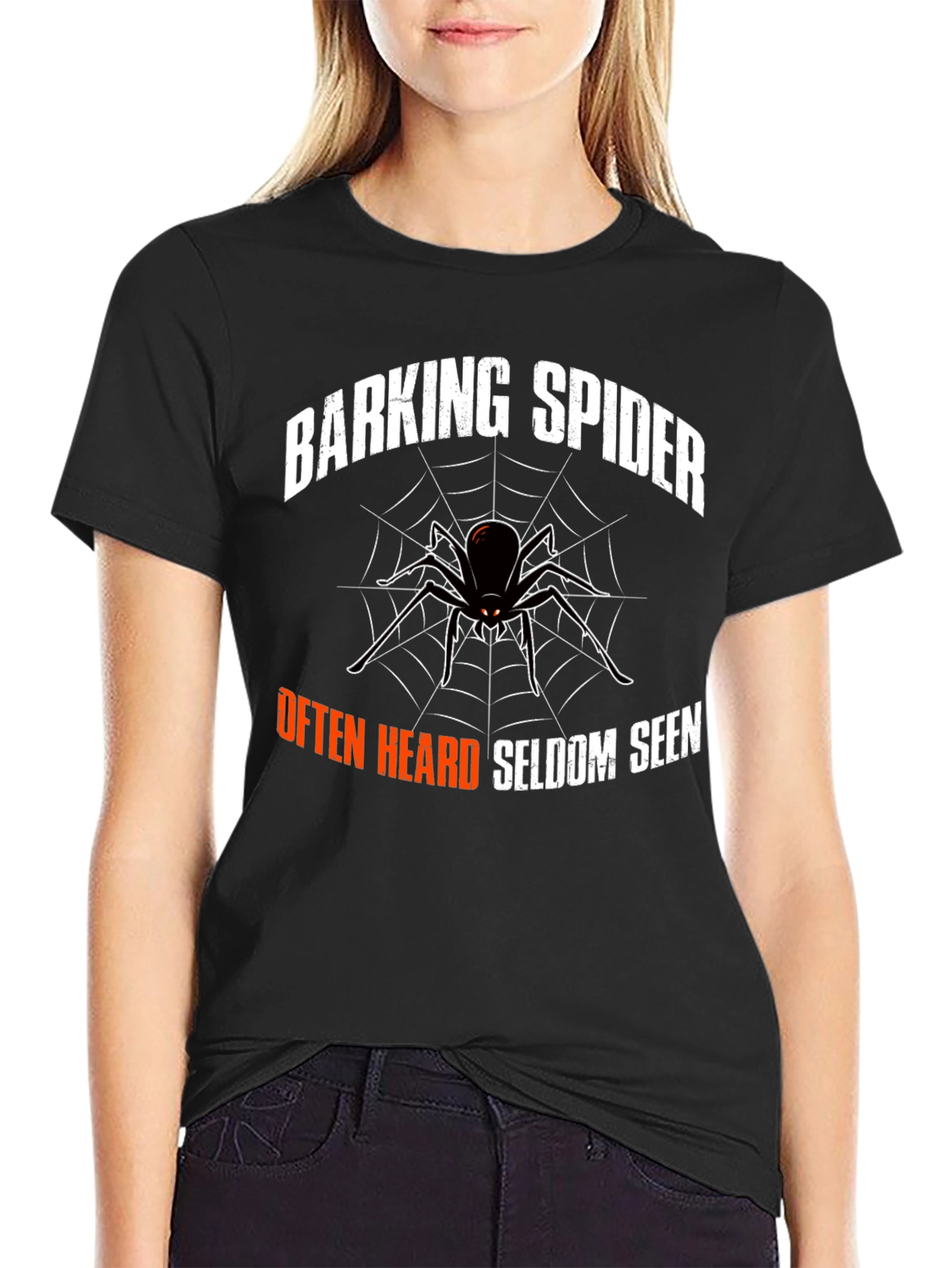 Black Barking Spider Graphic Tee - Funny Arachnid T-Shirt view 2
