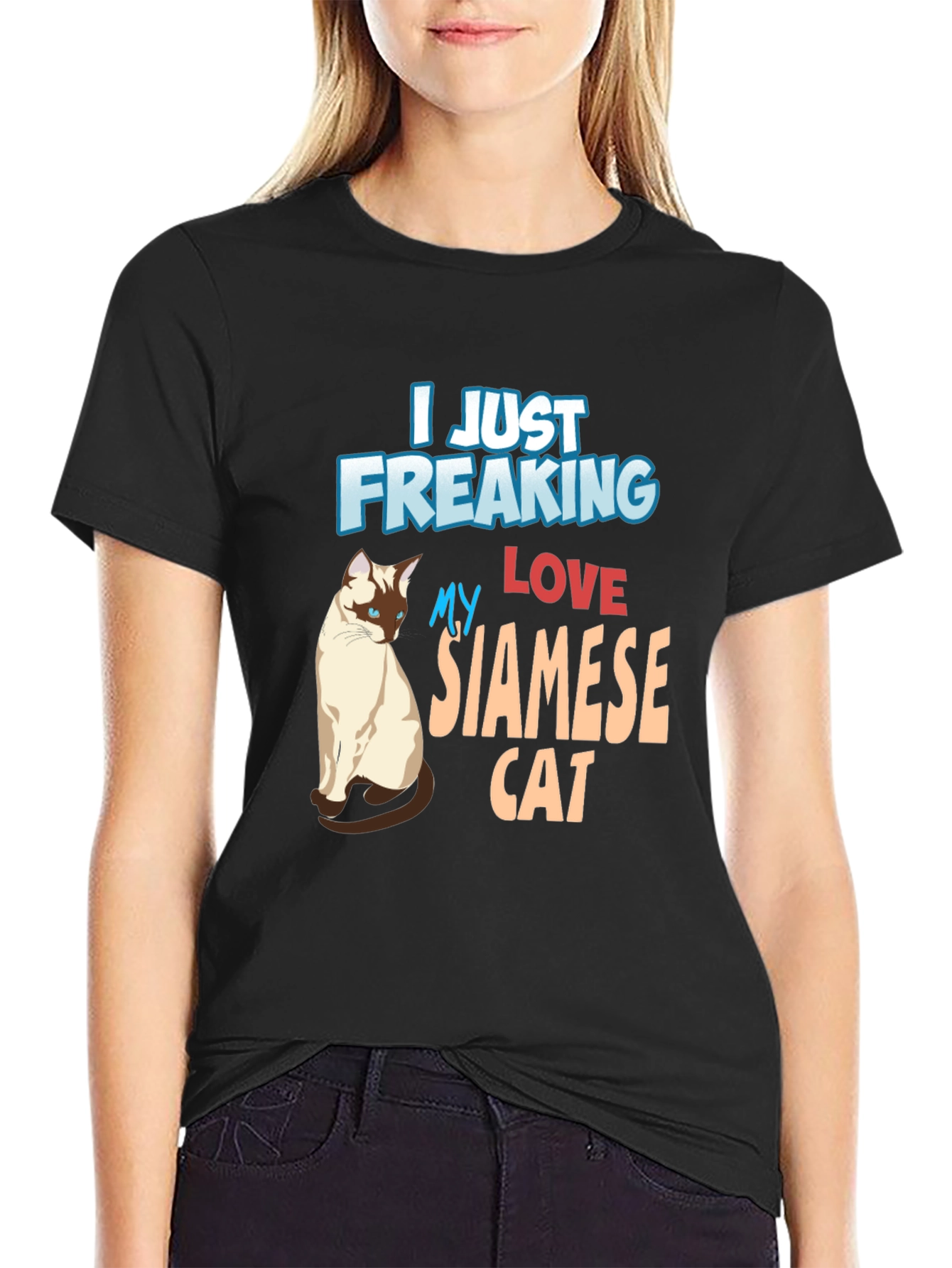 Black Siamese Cat Lover Black T-Shirt view 2
