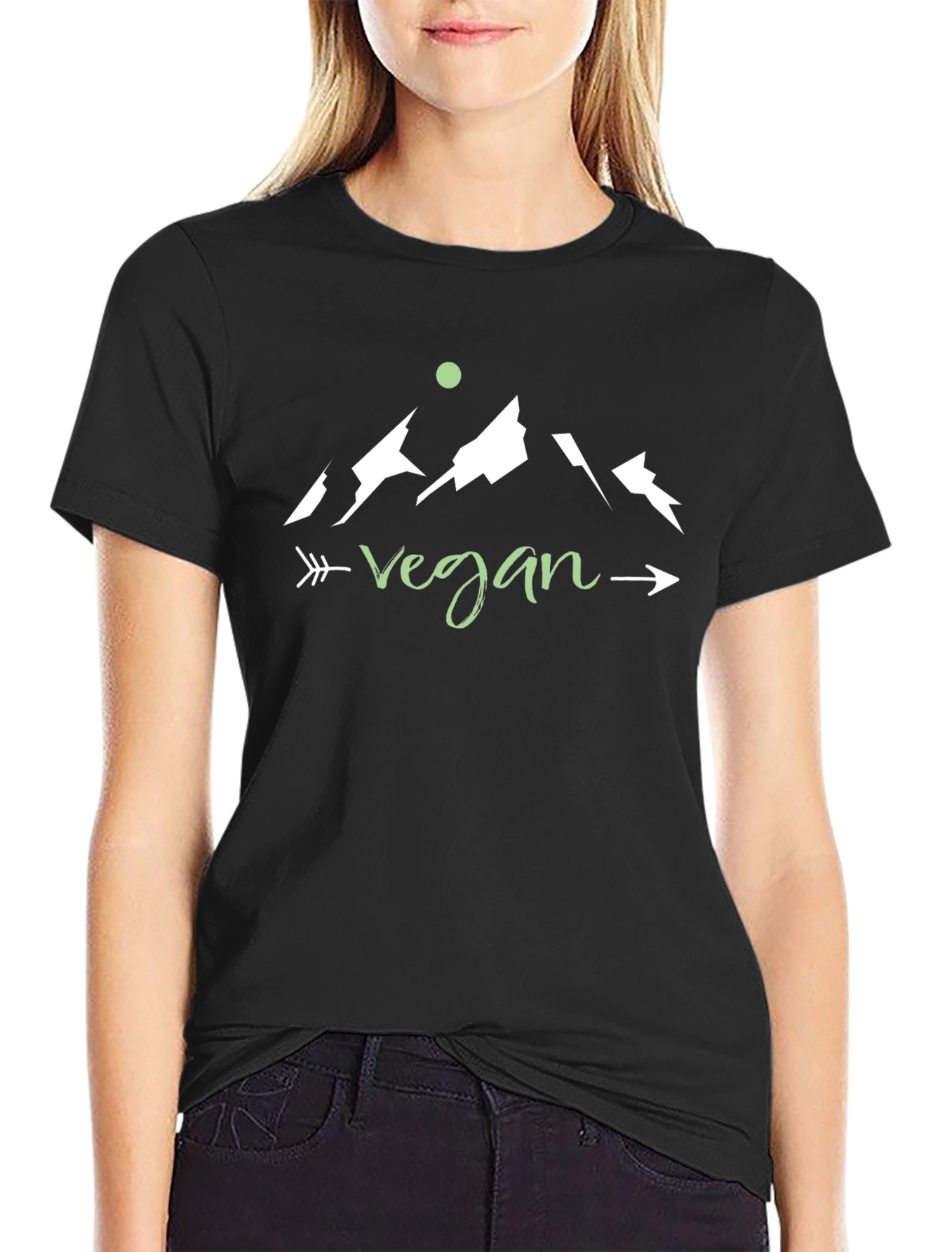Black Vegan Mountain Arrow T-Shirt - Black view 2
