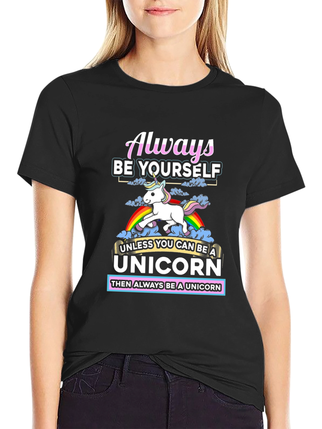 Black Always Be Yourself Unless Unicorn T-Shirt view 2