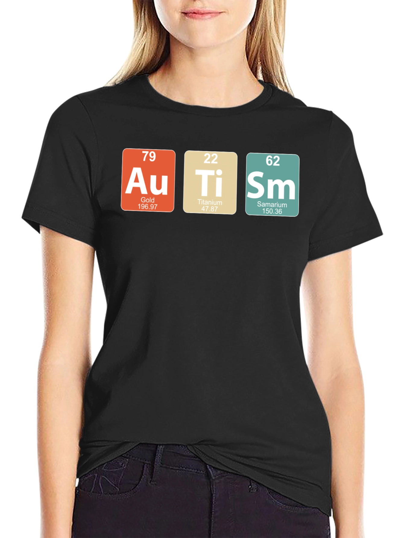 Black Periodic Table Autism Awareness T-Shirt view 2