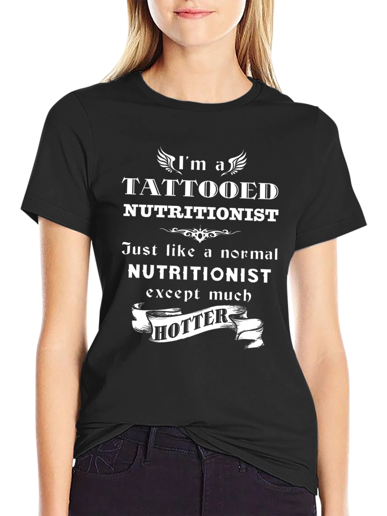Black Tattooed Nutritionist T-Shirt - Funny & Stylish view 2
