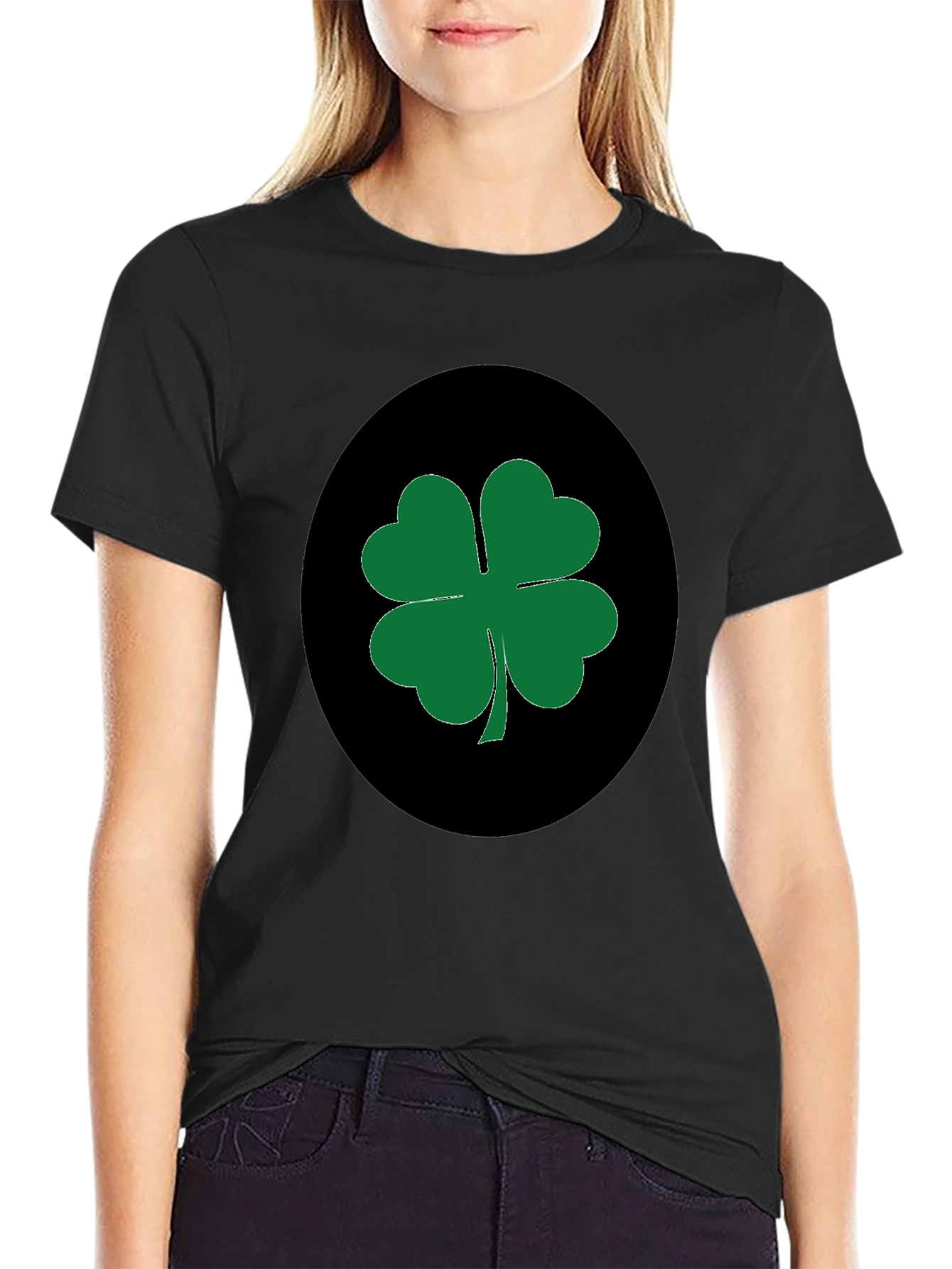 Black Lucky Clover Black T-Shirt view 2