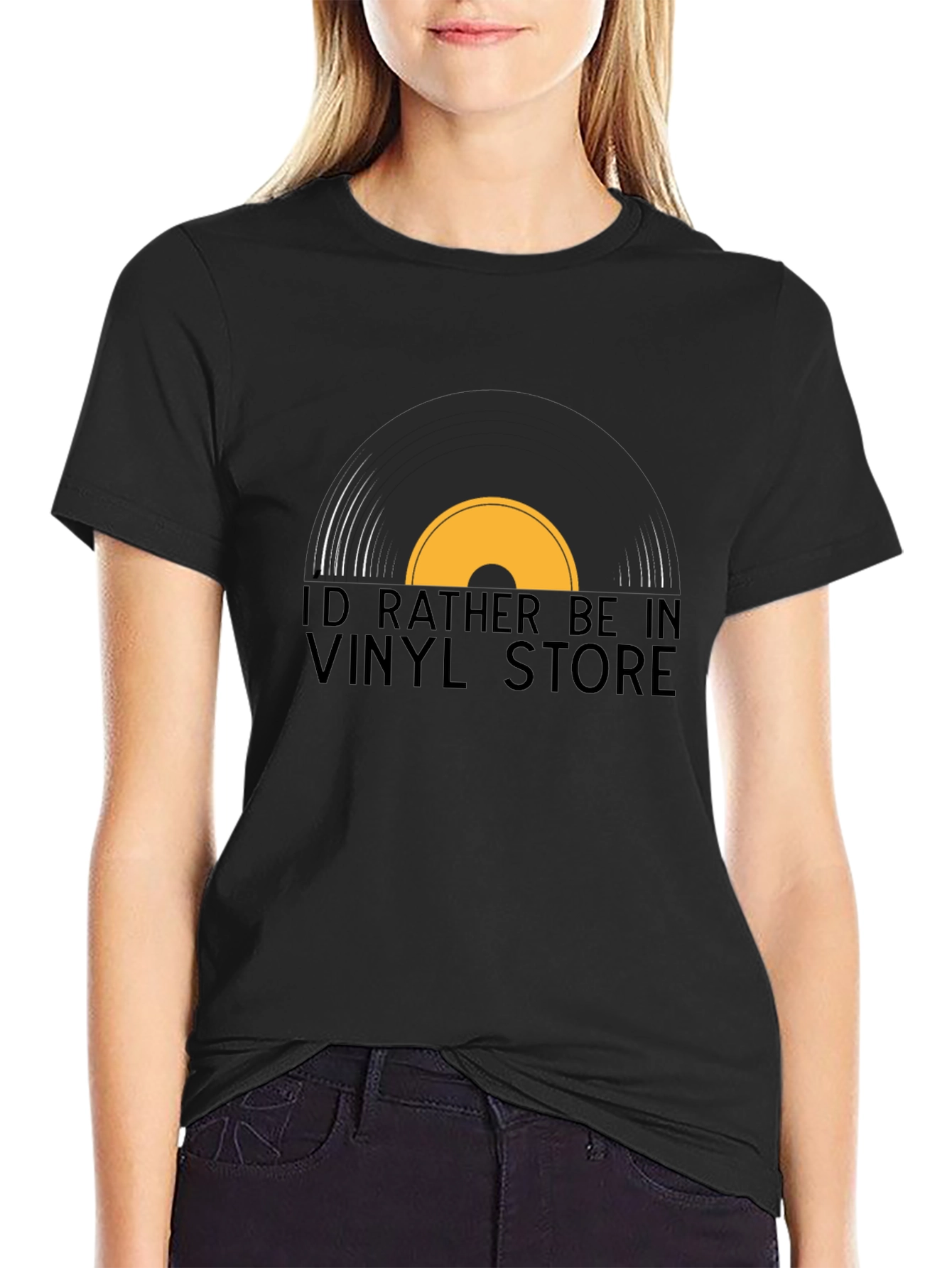 Black Vinyl Store T-Shirt: Retro Music Lover Tee view 2