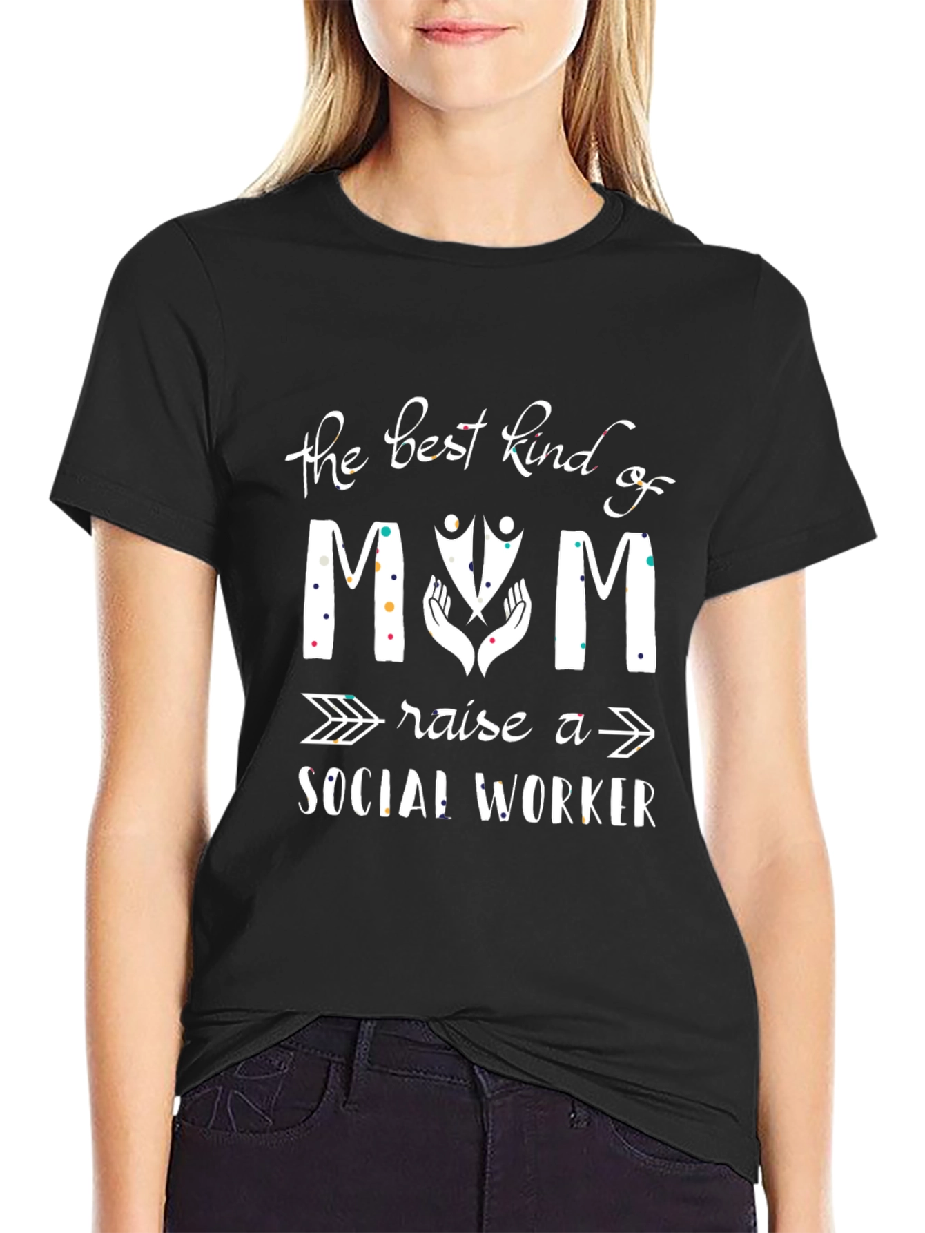 Black Best Kind of Mom Raises Social Worker Graphic T-Shirt view 2